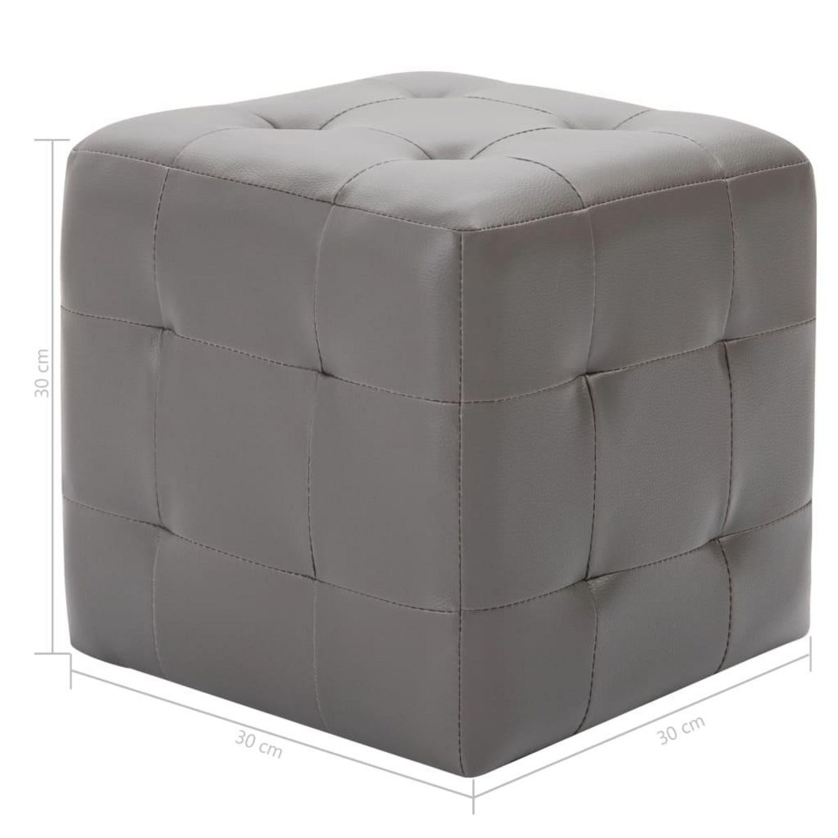 VIDAXL 2 pcs Poufs Gris 30 x 30 x 30 cm Similicuir