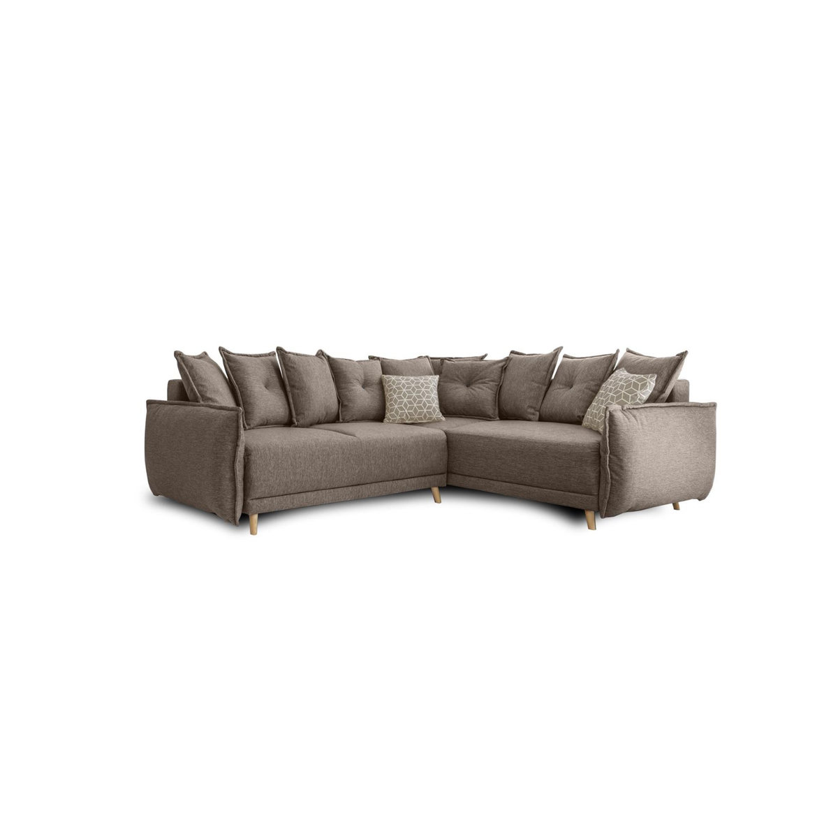 BEST MOBILIER Lena - canapé d'angle convertible - avec coffre - style scandinave - 5 places - droit