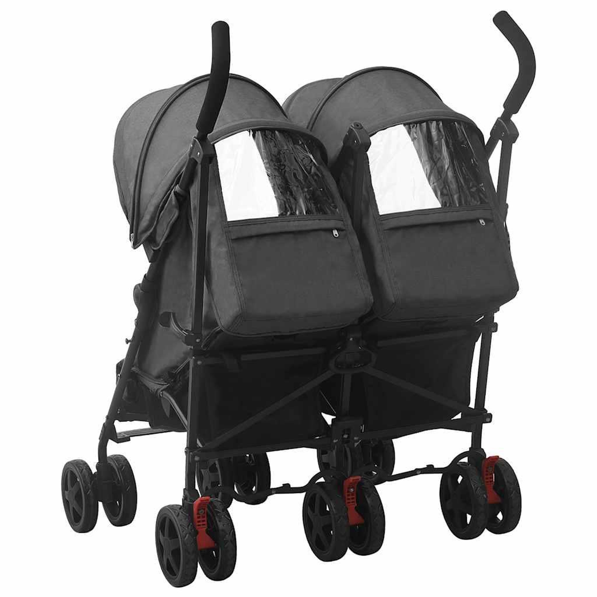 Voir la diapositive 4 : VIDAXL Poussette a deux places Anthracite Acier
