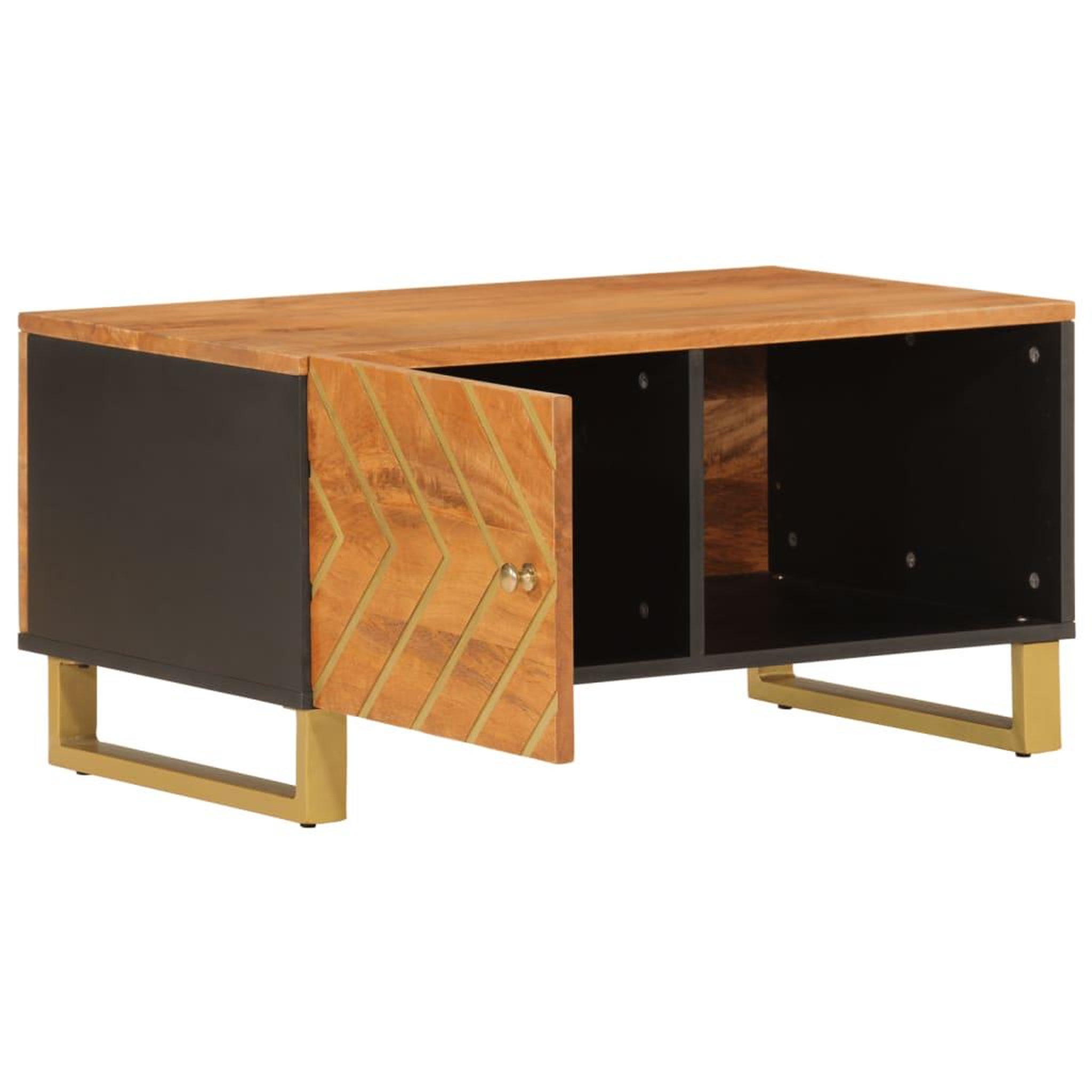 Voir la diapositive 3 : VIDAXL Table basse marron et noir 80x50x40 cm bois de massif manguier