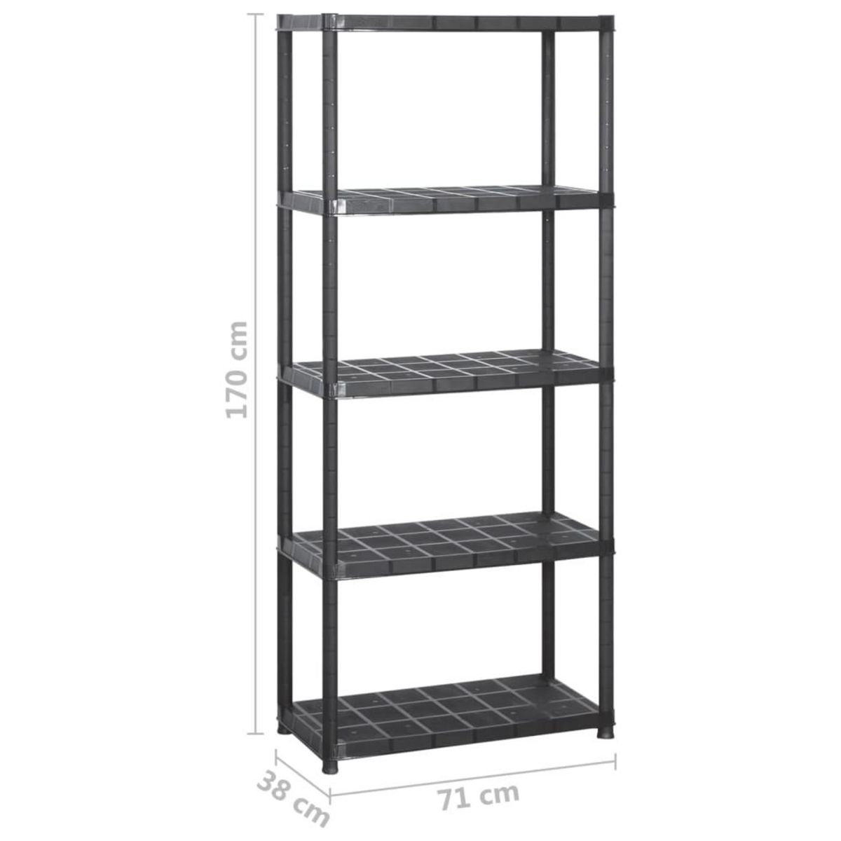 VIDAXL Etagere de rangement a 5 niveaux Noir 213x38x170 cm Plastique