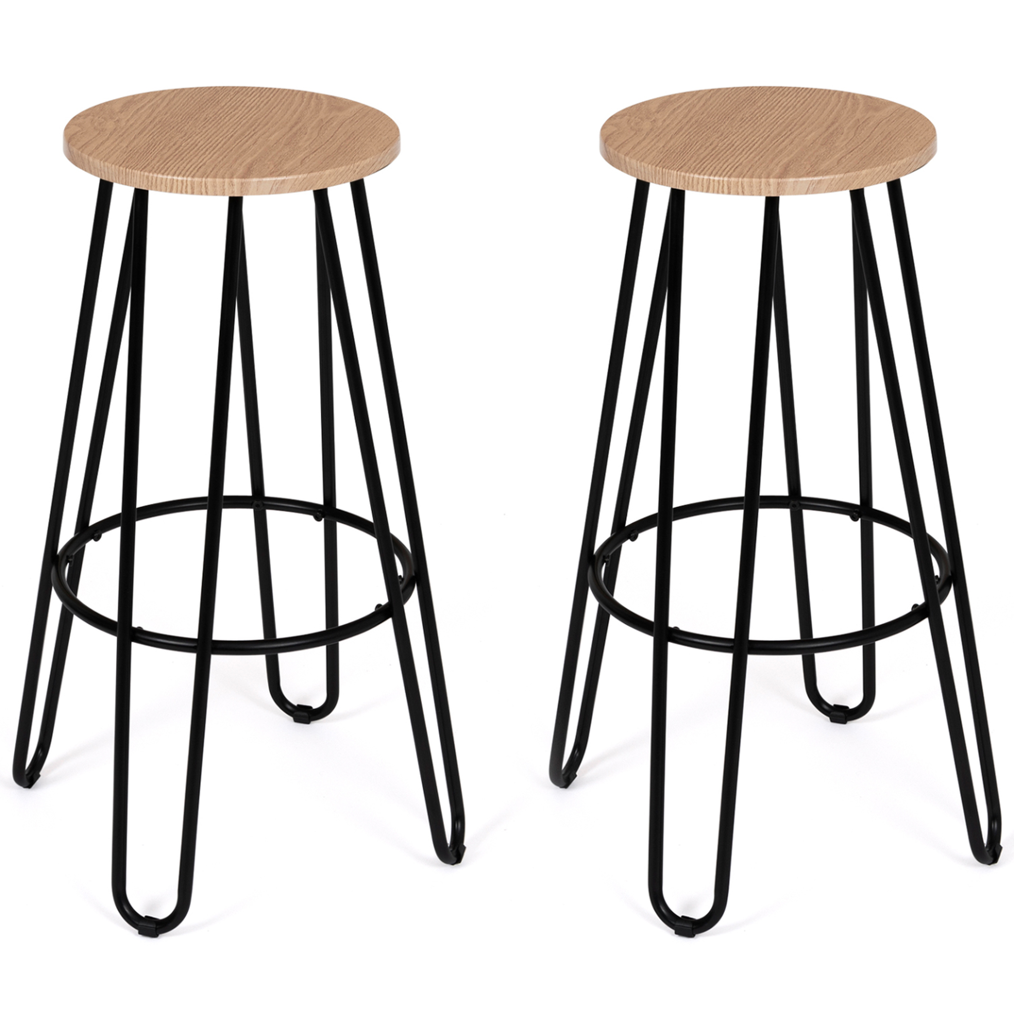 ID MARKET Lot de 2 tabourets de bar DUBLIN assise ronde design industriel