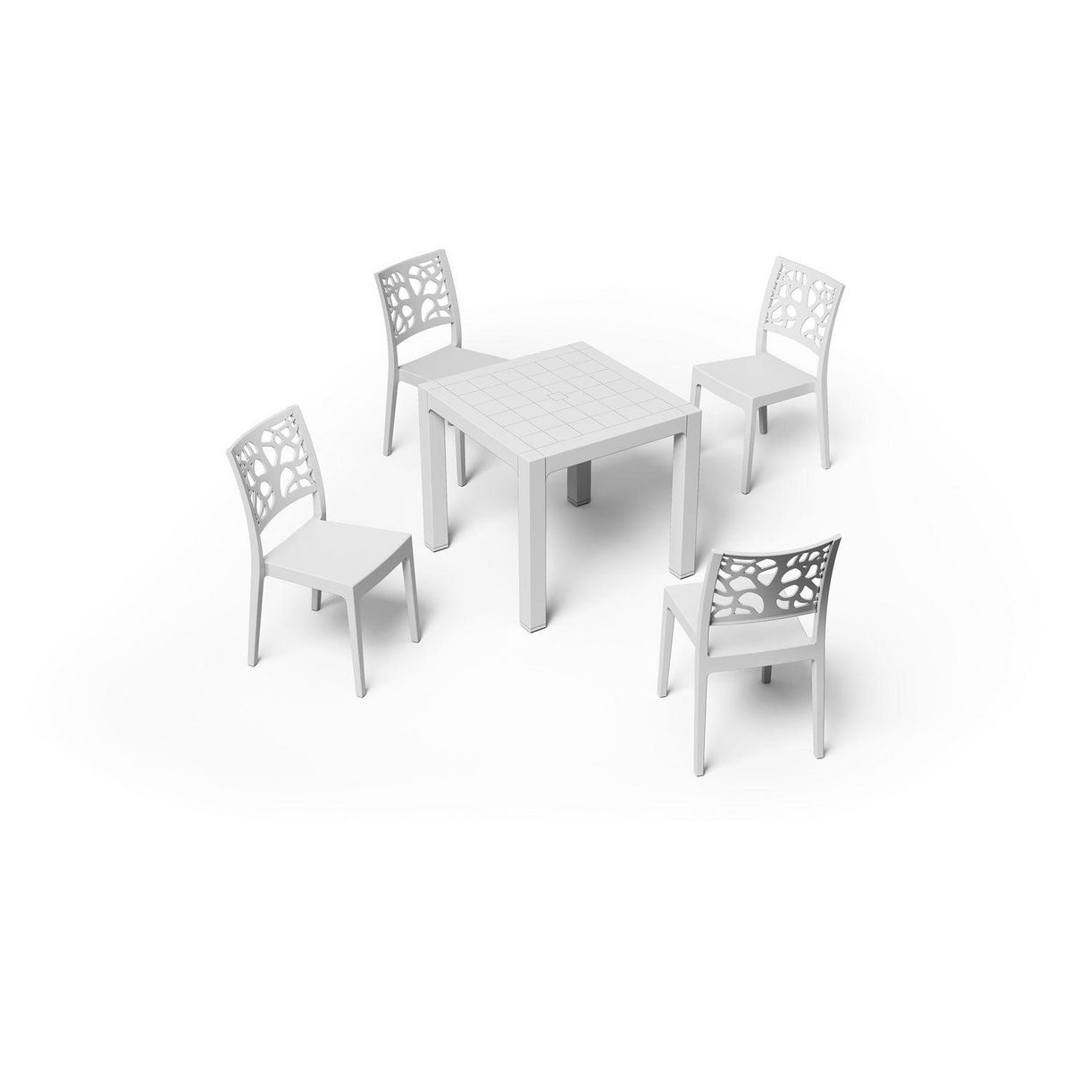 ARETA Salon de jardin - Table et chaises - 4 places - Résine - Blanc - ARES