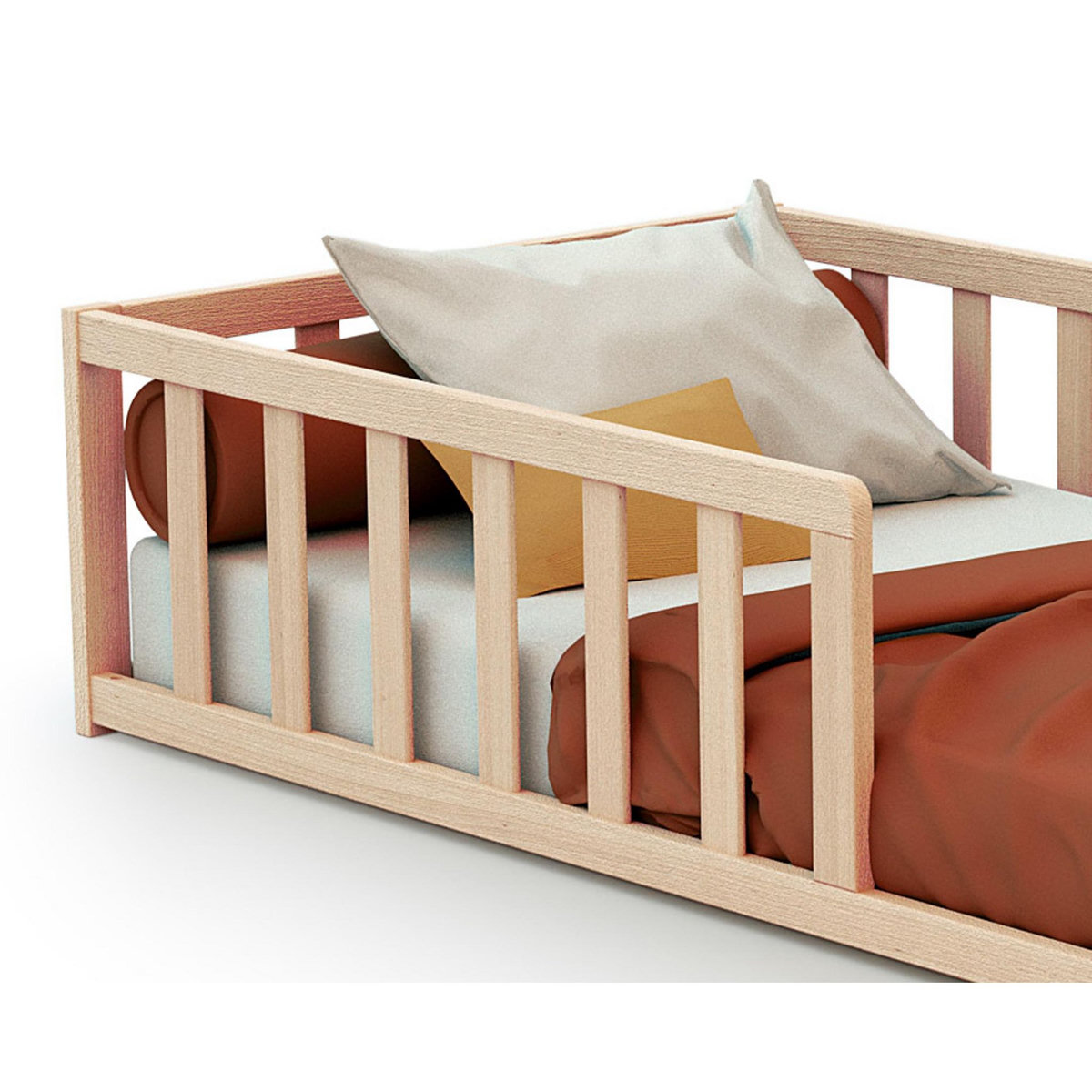 WEBABY Lit enfant au sol en bois 70 x 140 cm KAÏA