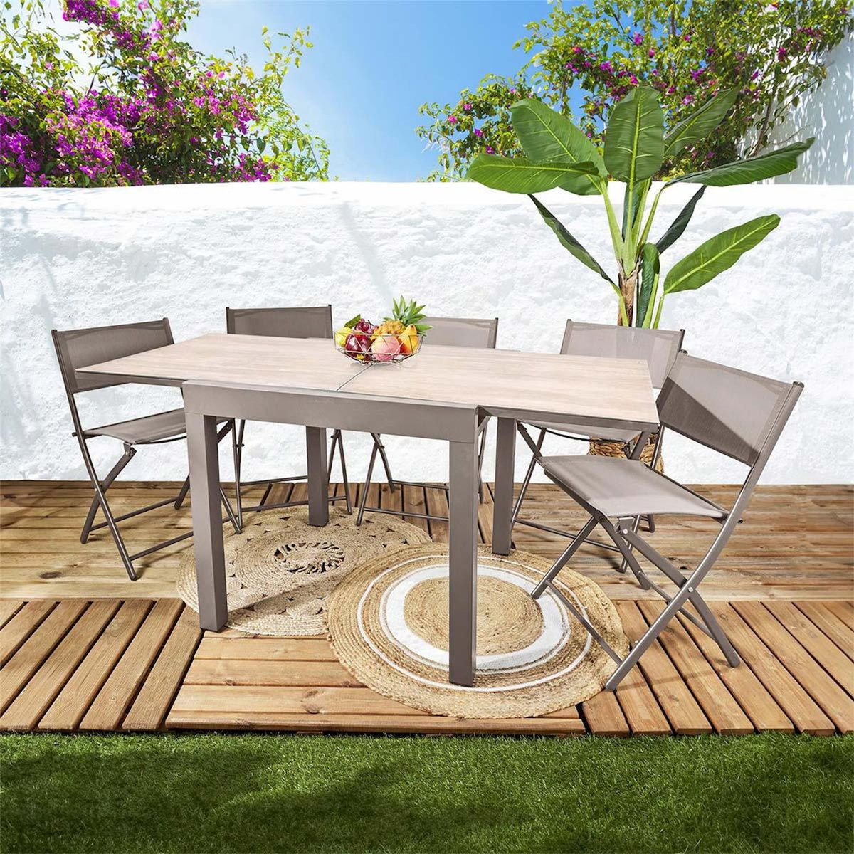 Paris Prix Table de Jardin Extensible  Ornela  80-160cm Naturel