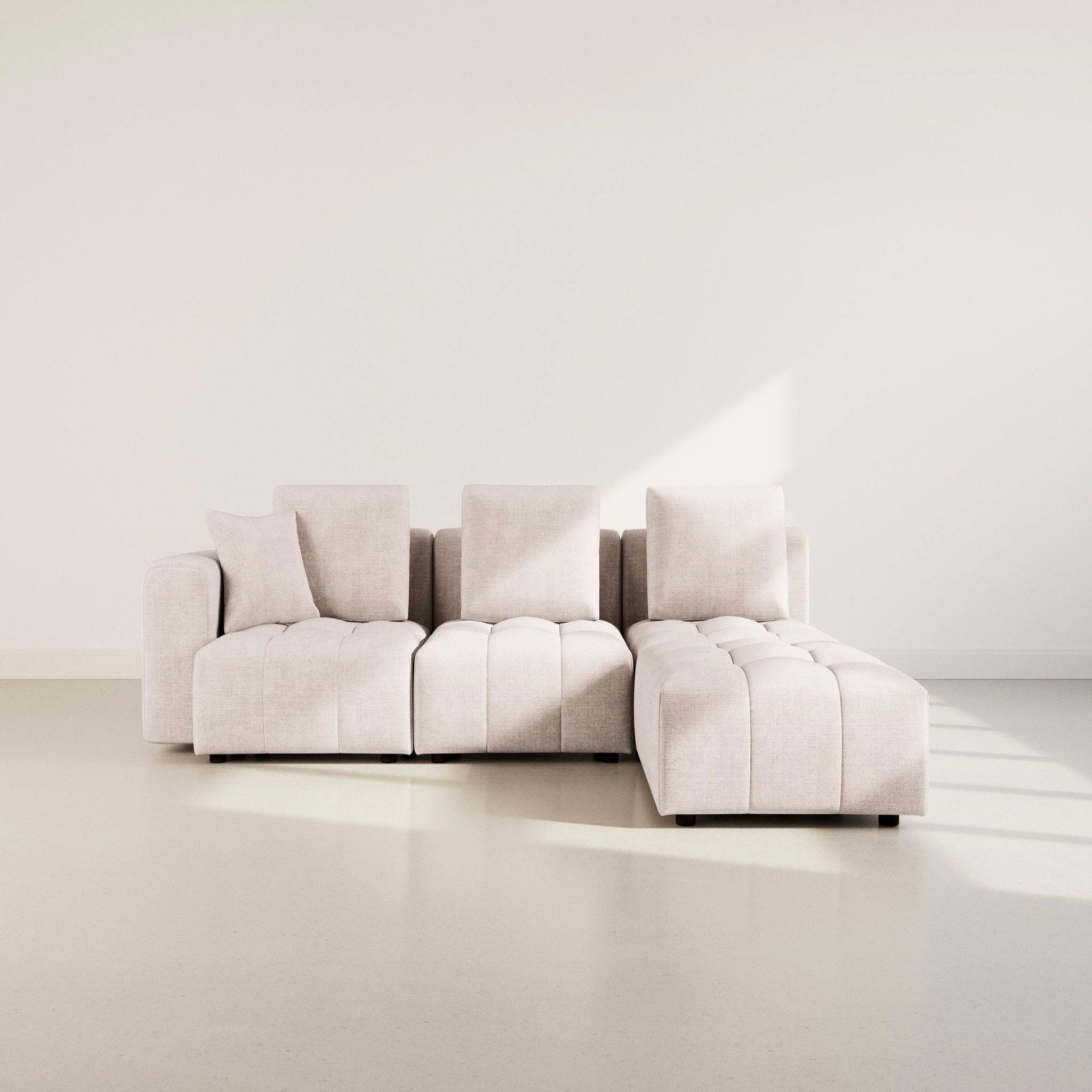 Voir la diapositive 6 : BEST MOBILIER Colette - canapé modulable d'angle réversible 4 places en velours texturé