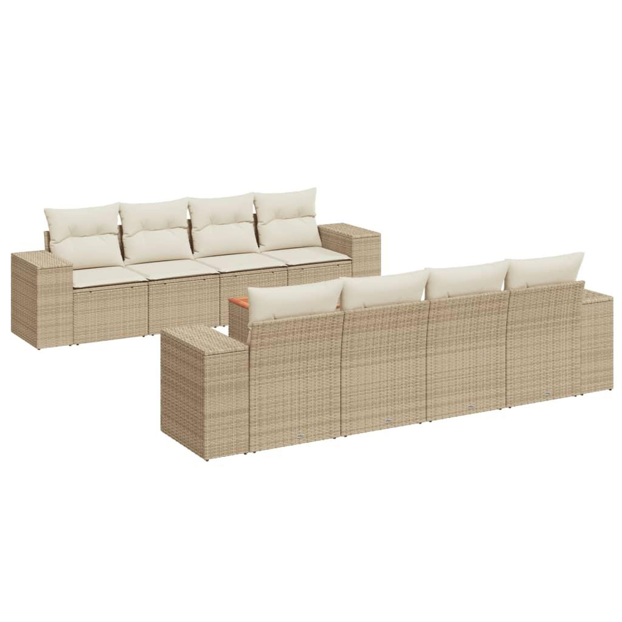 Voir la diapositive 2 : VIDAXL Salon de jardin avec coussins 9 pcs beige resine tressee