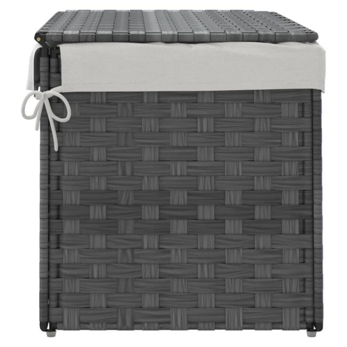 VIDAXL Panier a linge avec couvercle gris 55,5x35x34 cm resine tressee