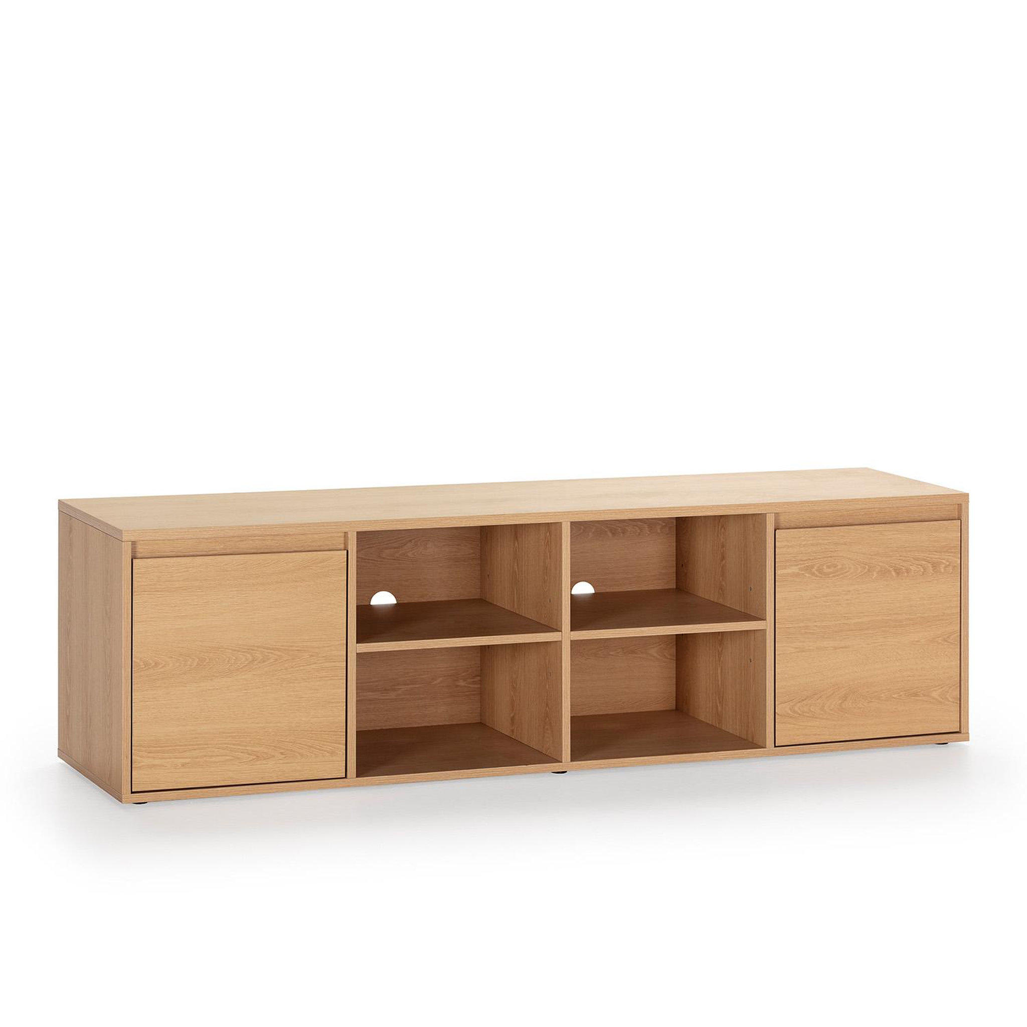 VS VENTA-STOCK Meuble TV Tori 2 Portes 4 Trous, Couleur Chêne, 160 cm
