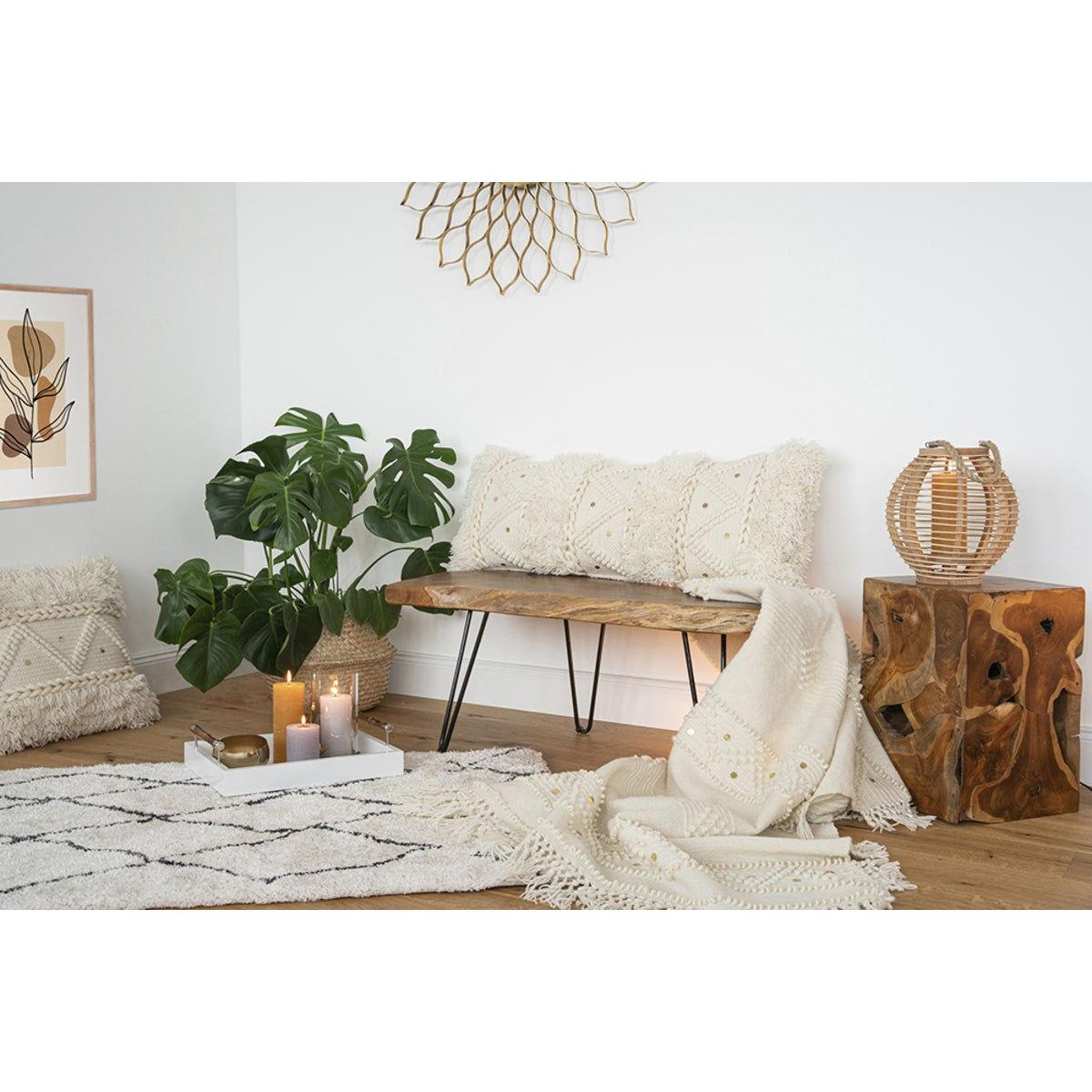 Voir la diapositive 3 : Paris Prix Coussin tissé à la main  bohist  35x95cm crème