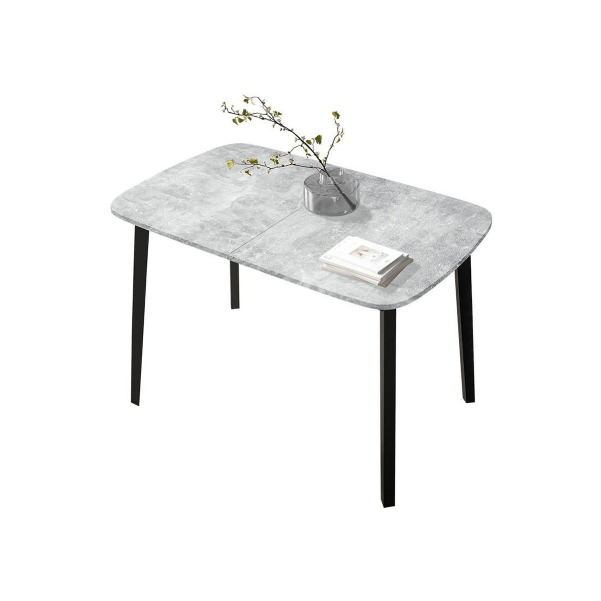 BEST MOBILIER Magov - table à manger extensible - gris et noir - 4 personnes