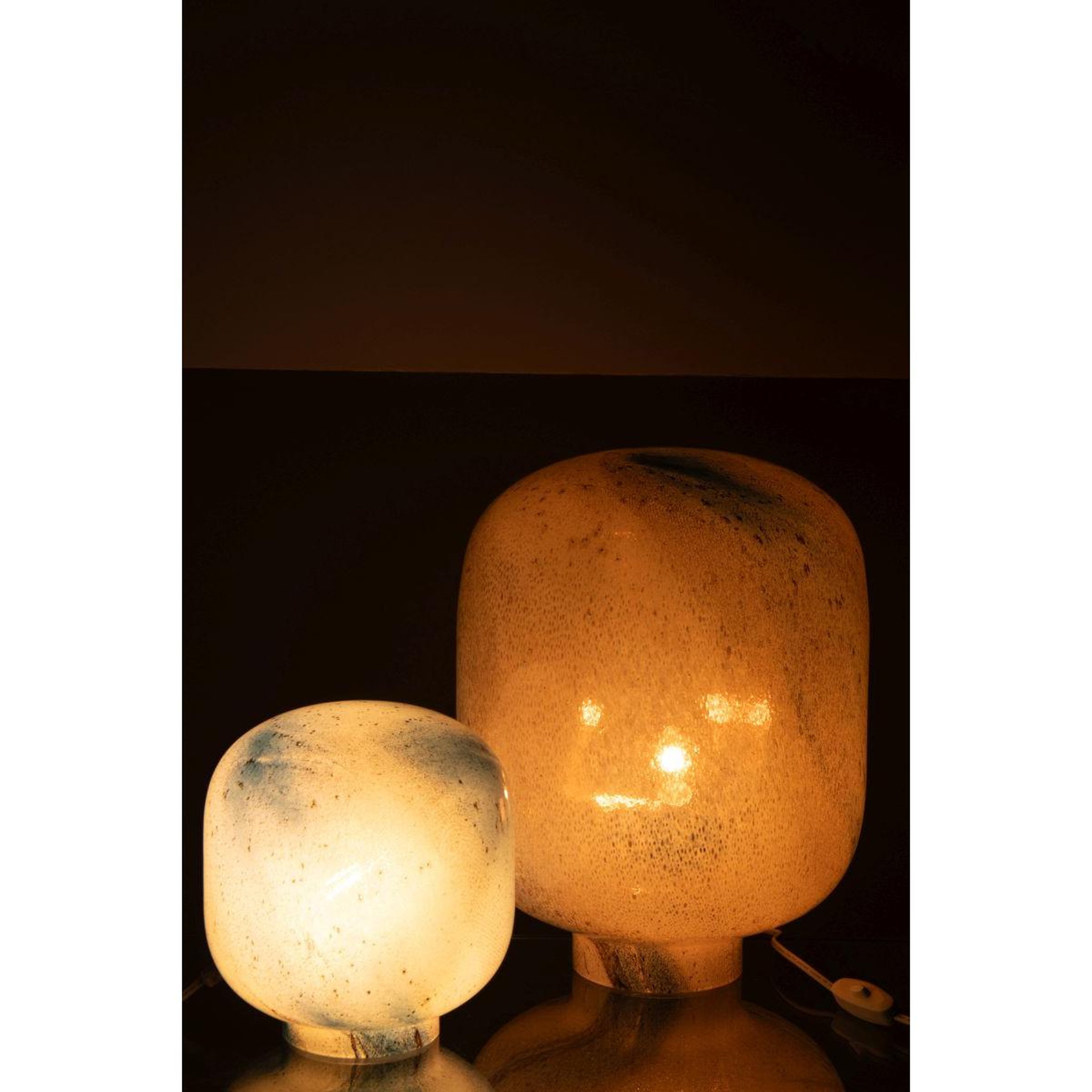 Voir la diapositive 6 : J-LINE Lampe à poser en verre  bola  38cm bleu & blanc