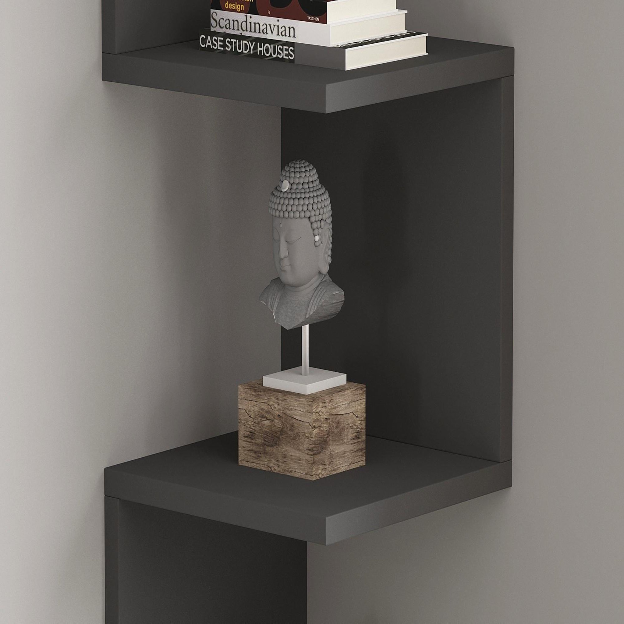 Voir la diapositive 4 : Habitat et Jardin Étagère murale en bois  zikzak  105,4 x 25 x 25 cm - anthracite
