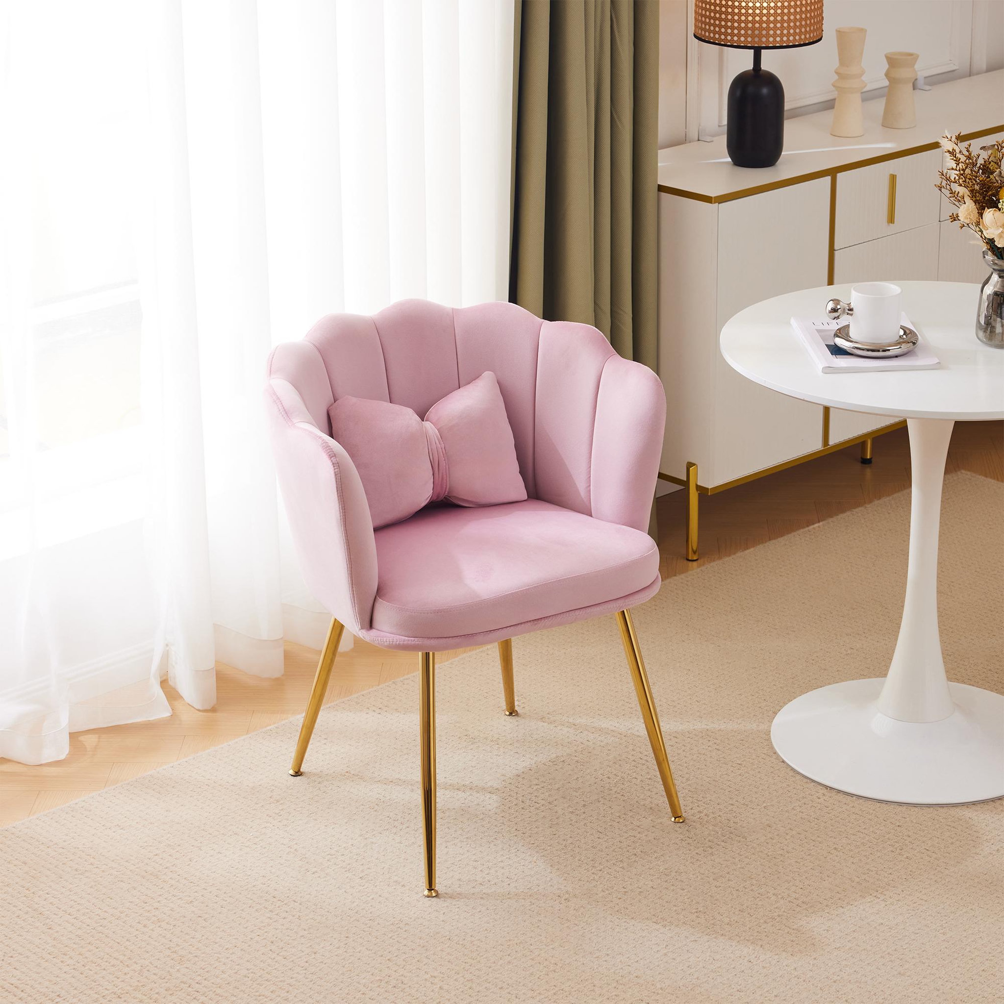 Voir la diapositive 3 : MERAX Fauteuil fixe avec coussin papillon et pieds en métal