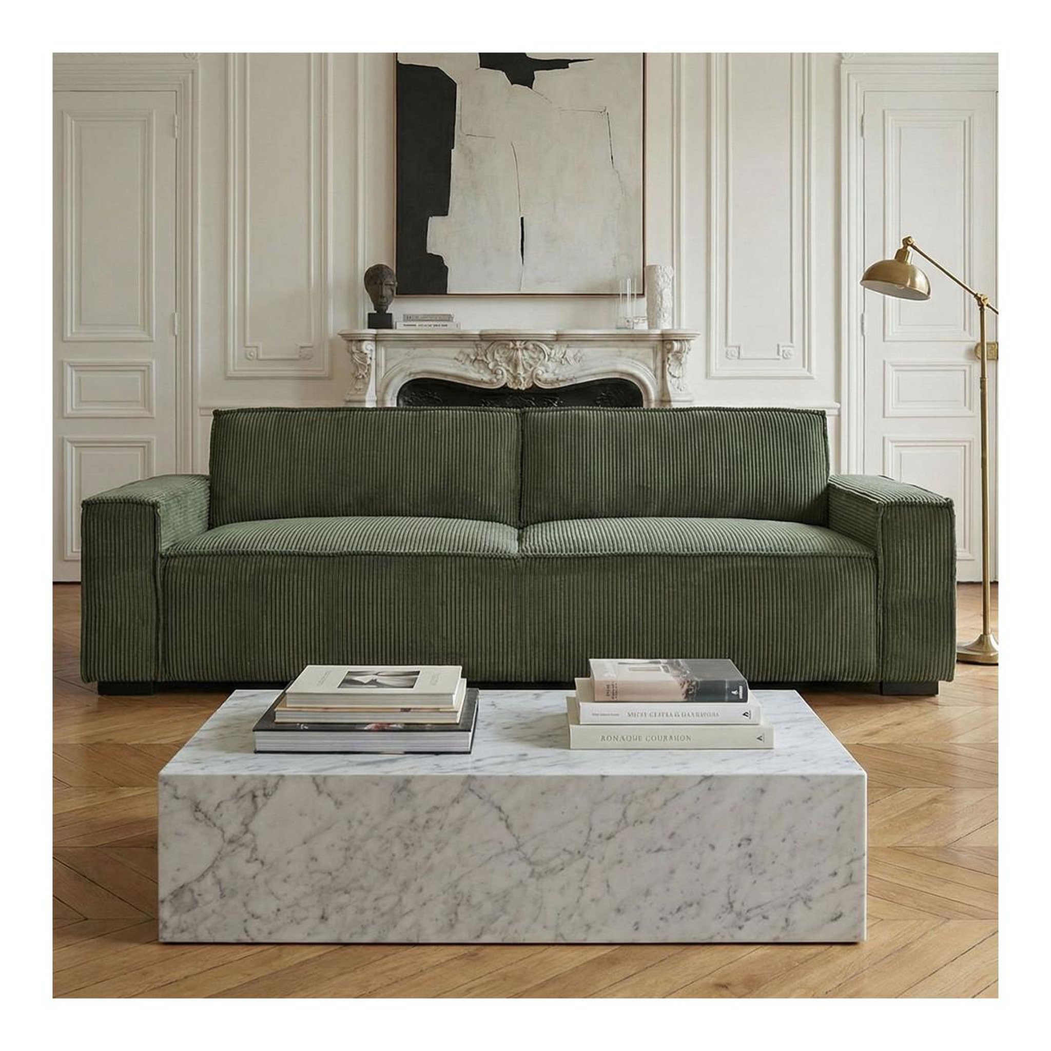Voir la diapositive 5 : Paris Prix Canapé convertible 3 places velours  dudley  230cm vert
