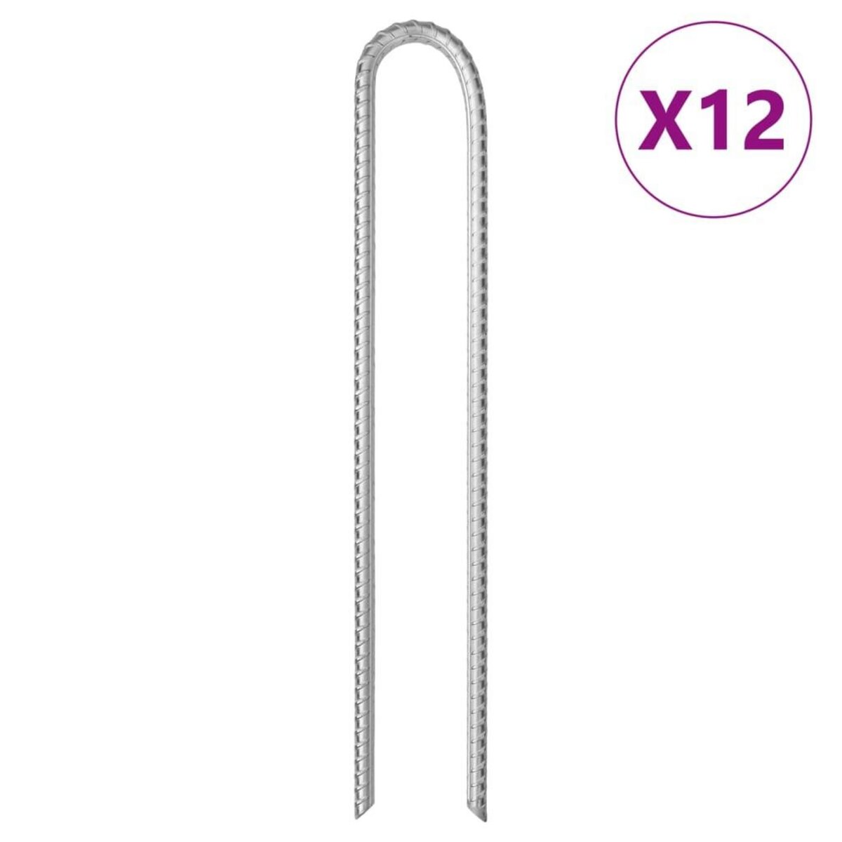 VIDAXL Piquets de tente 12pcs en forme de U 37cm Ø10mm acier galvanise