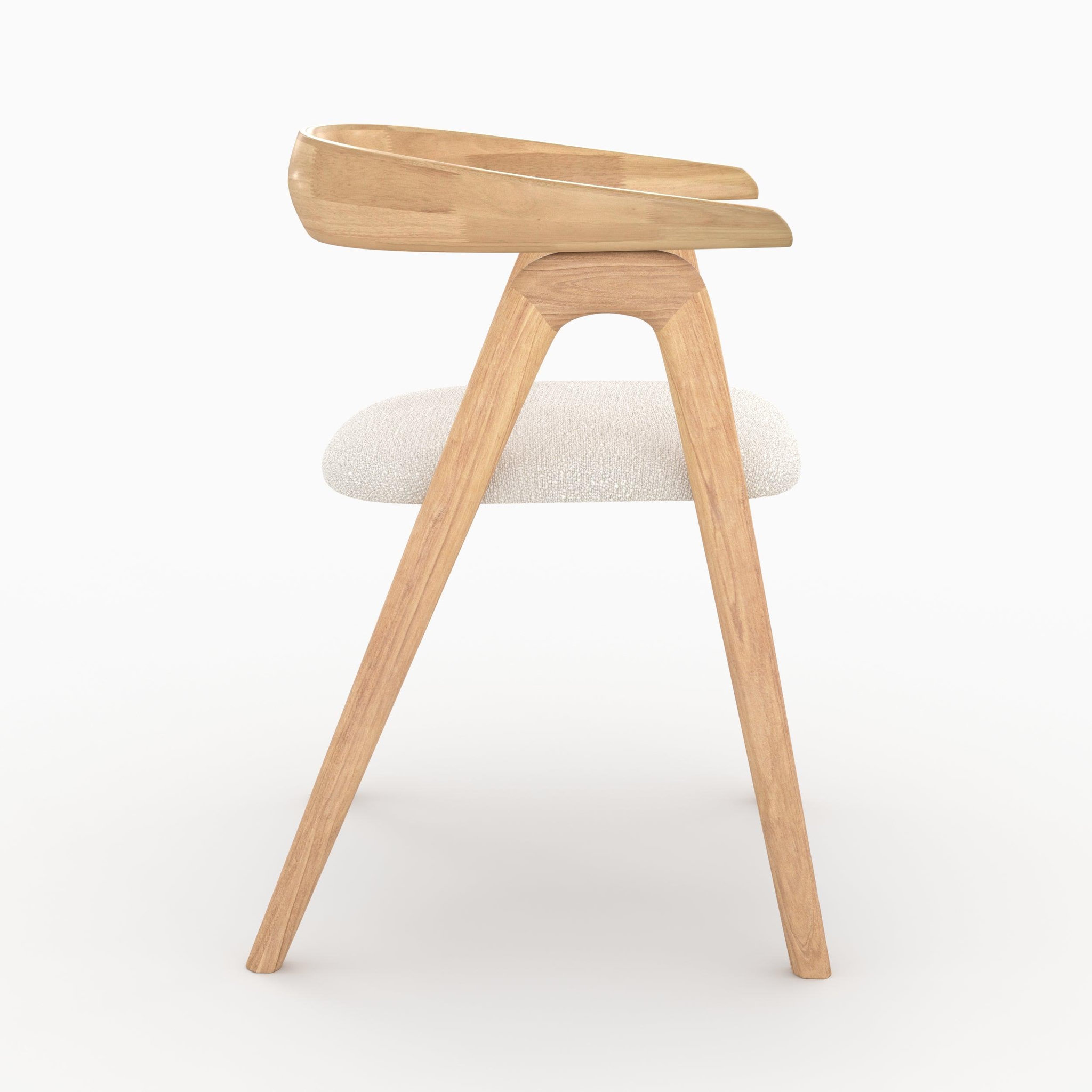Voir la diapositive 6 : MAISON PAVANE Chaise en bois d'hévéa clair et tissu bouclé crème-hawa