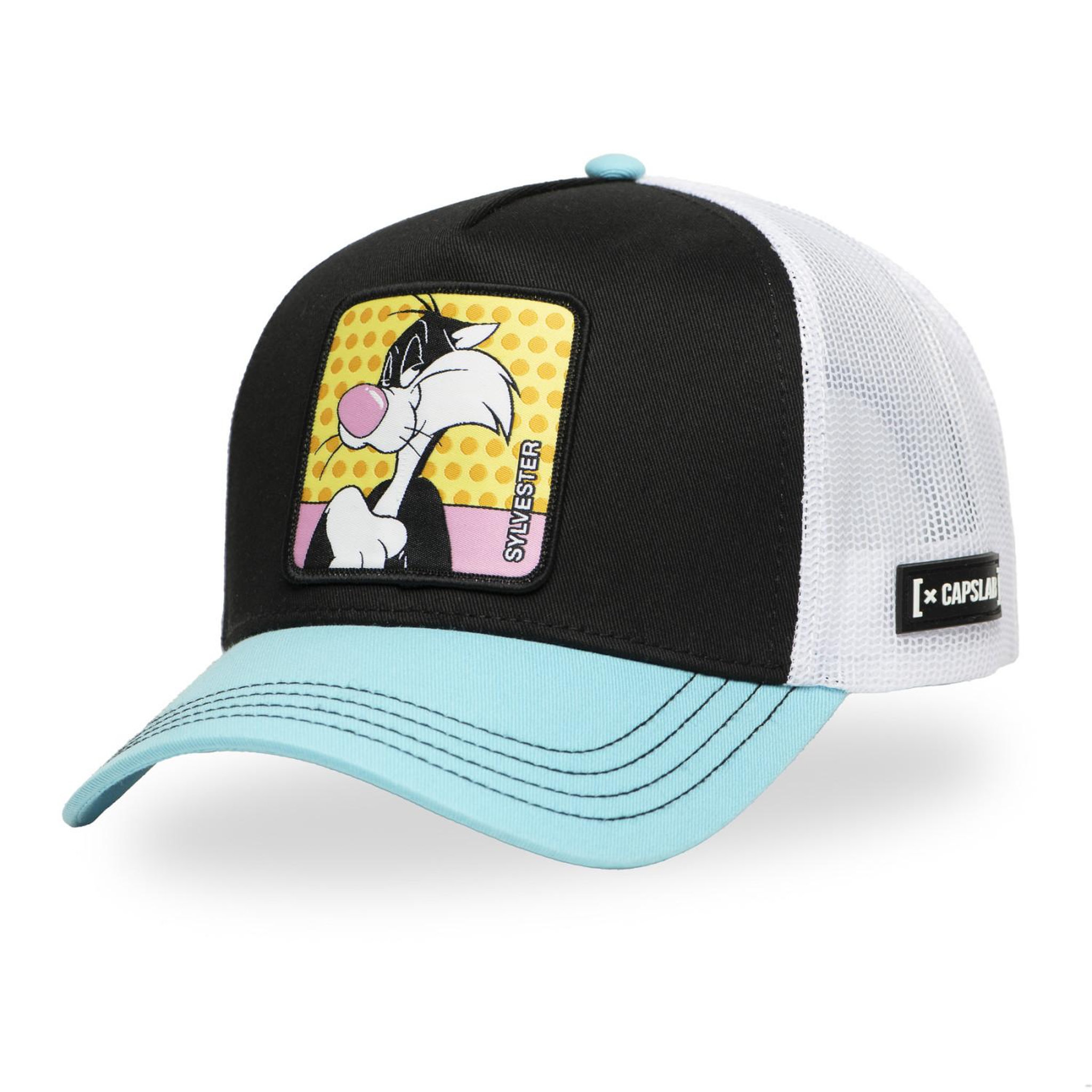 CAPSLAB Casquette trucker avec filet effet bamboo/mesh Looney Tunes Sylvester. Coloris disponibles : Bleu