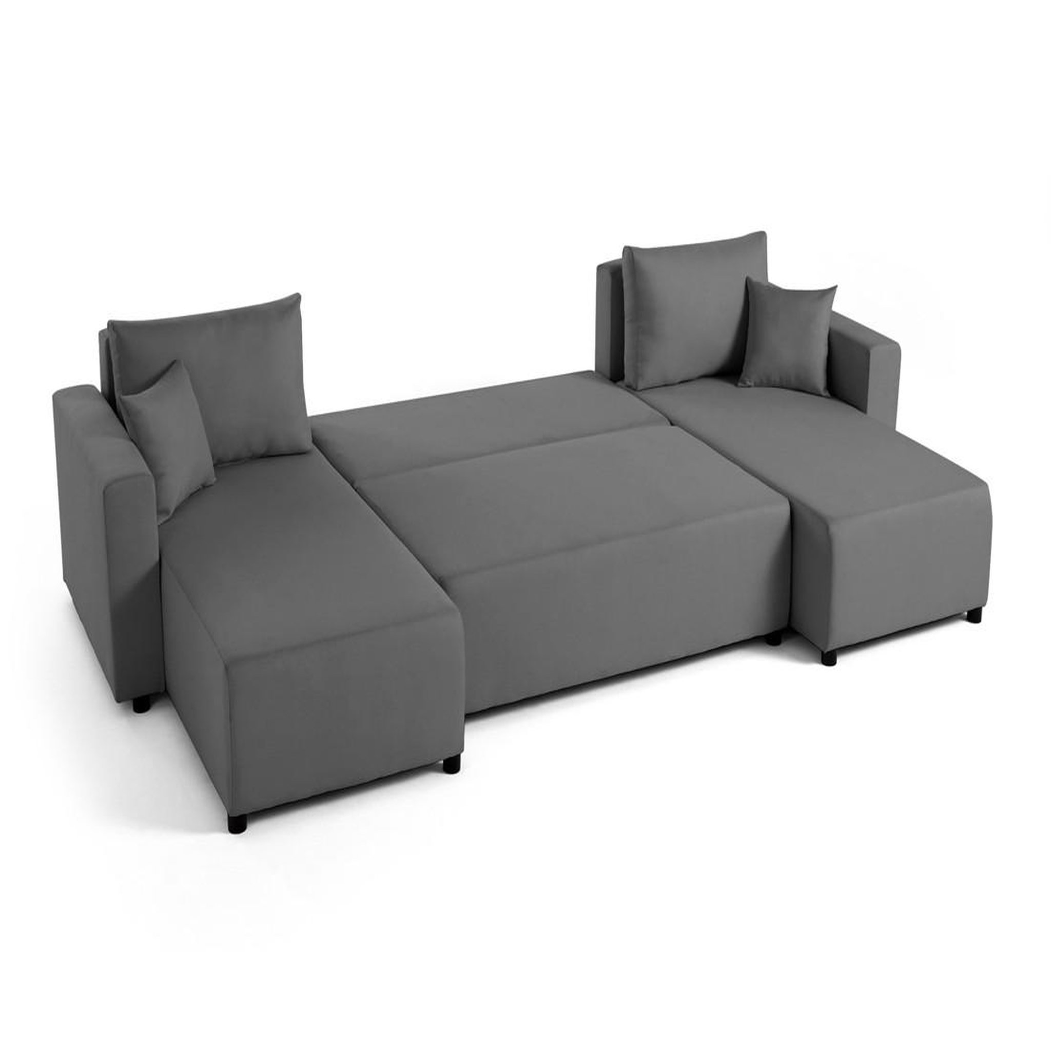Voir la diapositive 3 : BEST MOBILIER Regala - canapé panoramique - 7 places - convertible avec coffre - en tissu