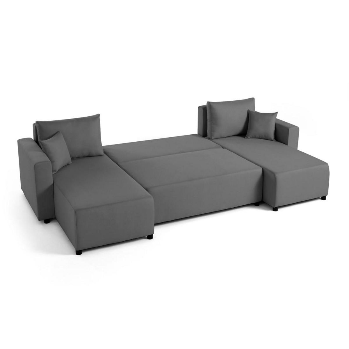 BEST MOBILIER Regala - canapé panoramique - 7 places - convertible avec coffre - en tissu