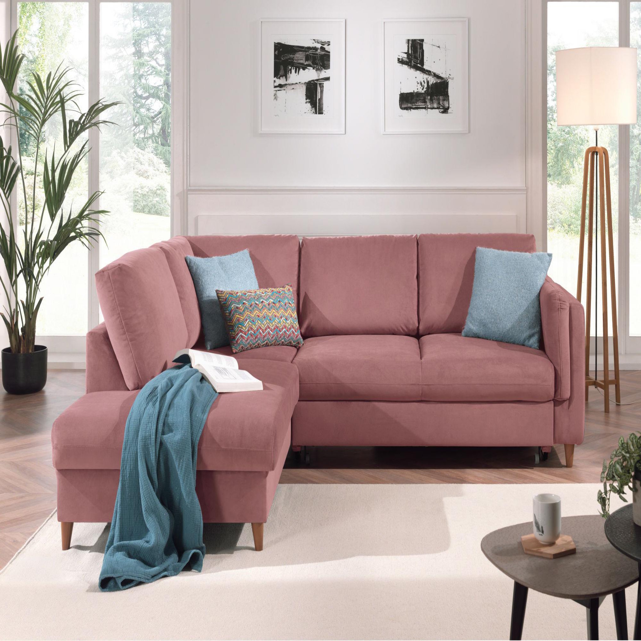 Voir la diapositive 2 : LISA DESIGN Brooke - canapé d'angle gauche - convertible - 5 places - en velours