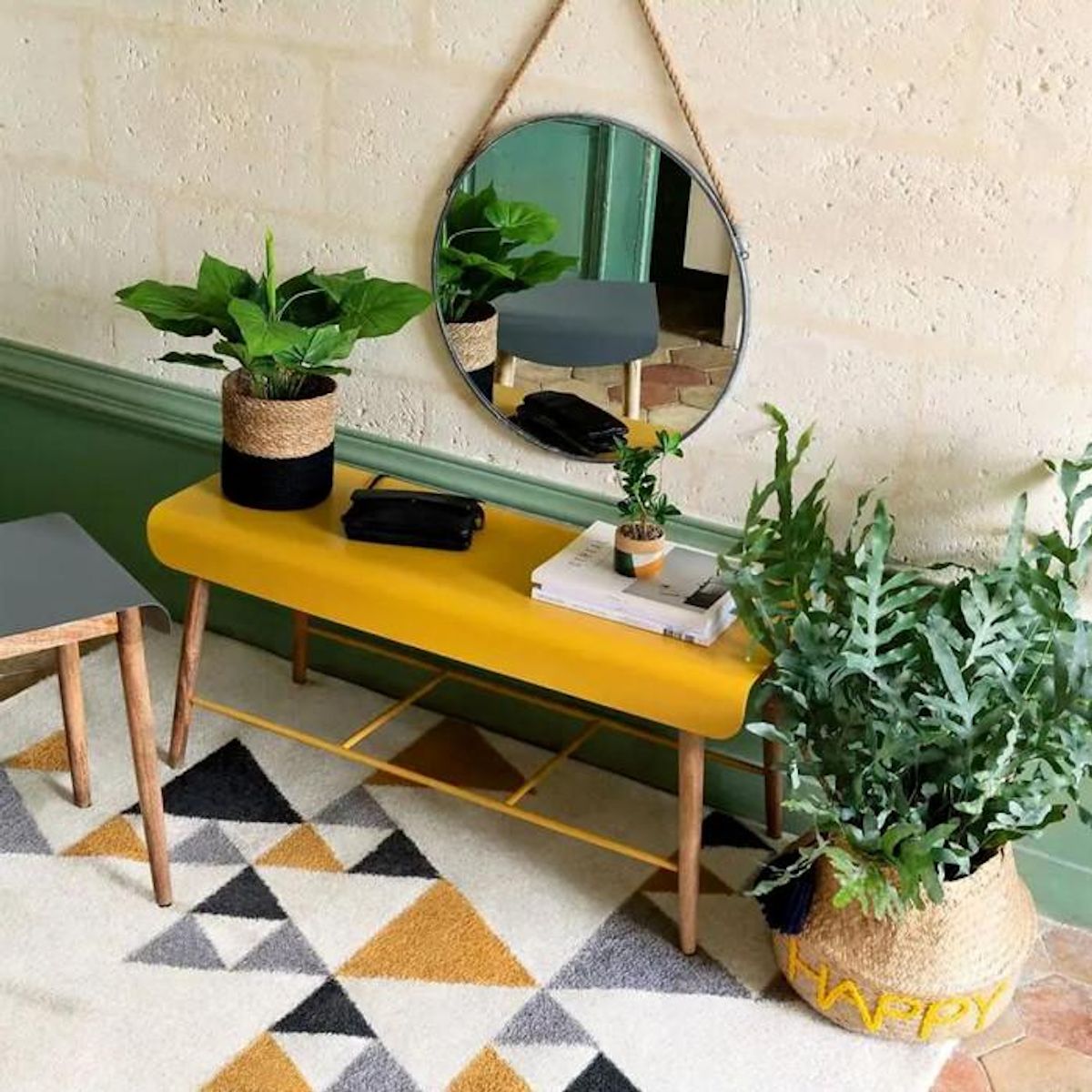 ATMOSPHERA Miroir à Suspendre en Métal  Rond  37cm Noir