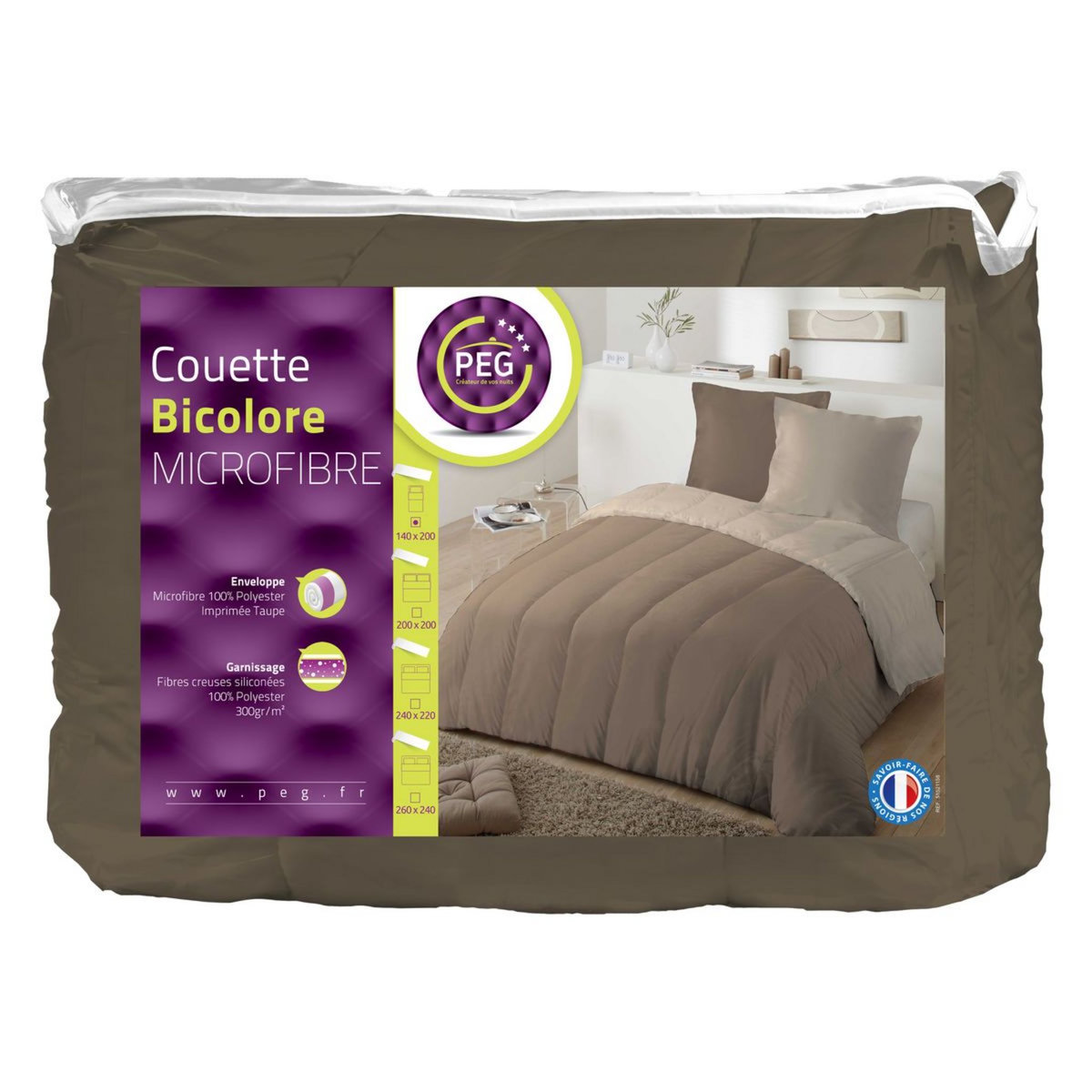 Couette bicolore en microfibre 300gm