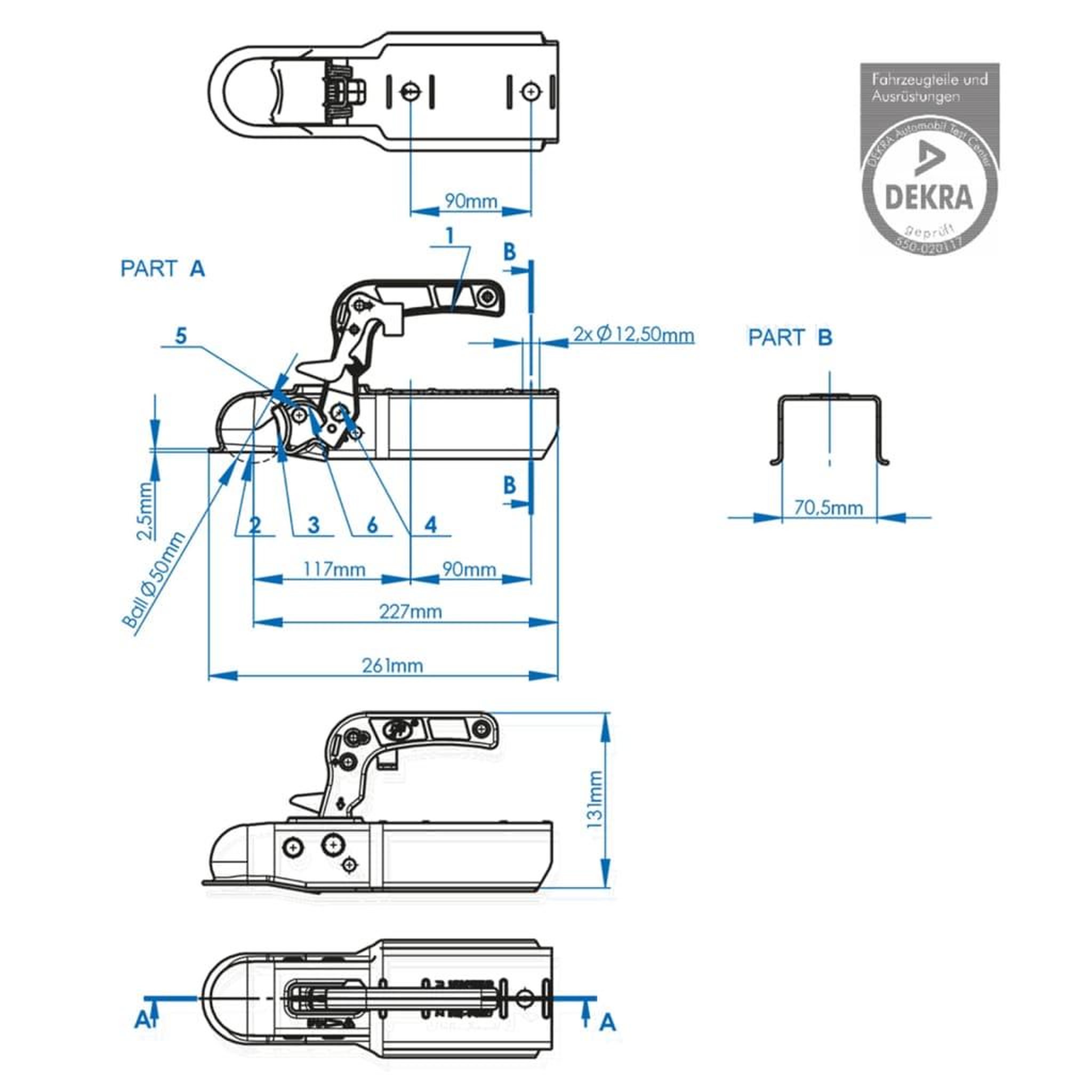Voir la diapositive 5 : PROPLUS Accouplement pour boule d'attelage carre ProPlus 70 mm