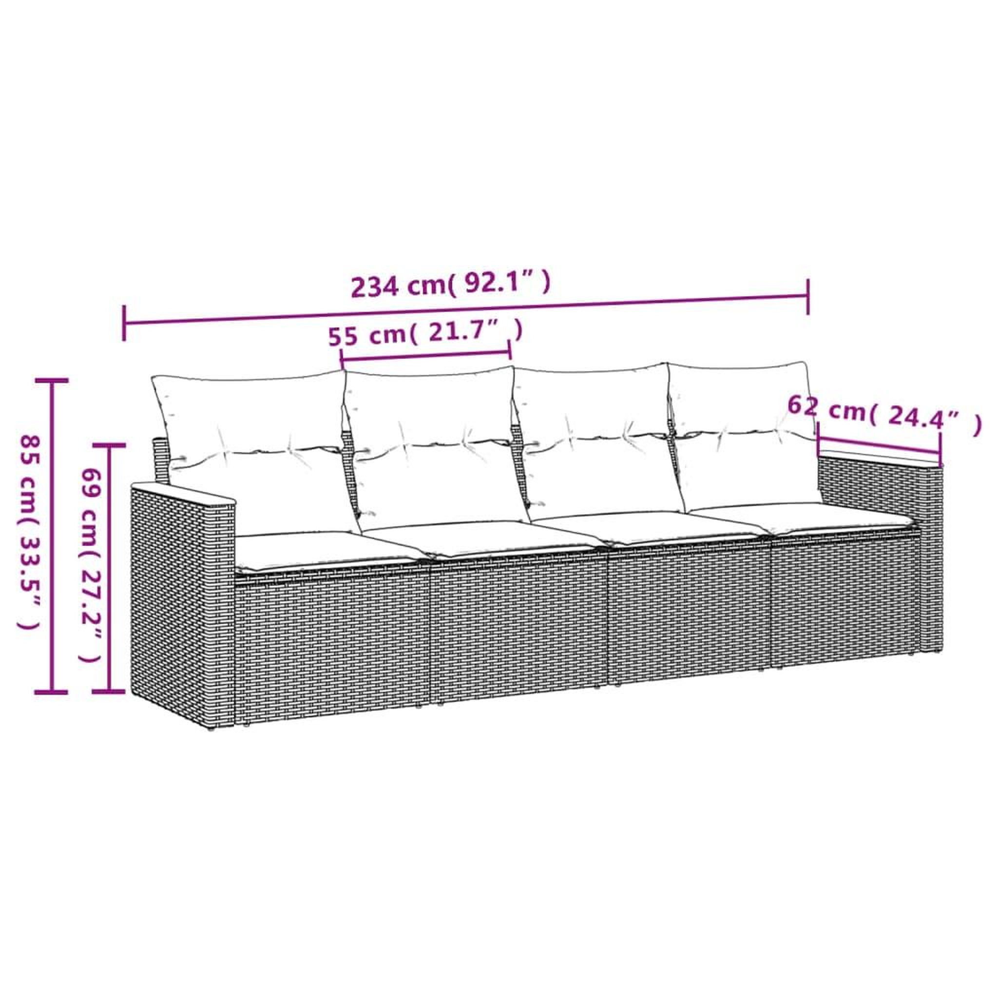 Voir la diapositive 6 : VIDAXL Salon de jardin 4 pcs avec coussins gris resine tressee