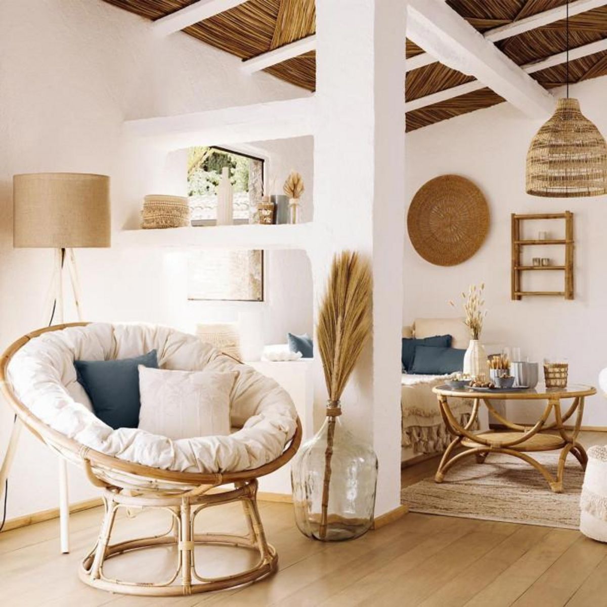 ATMOSPHERA Composition de Fleurs Séchées  Seav  28cm Beige