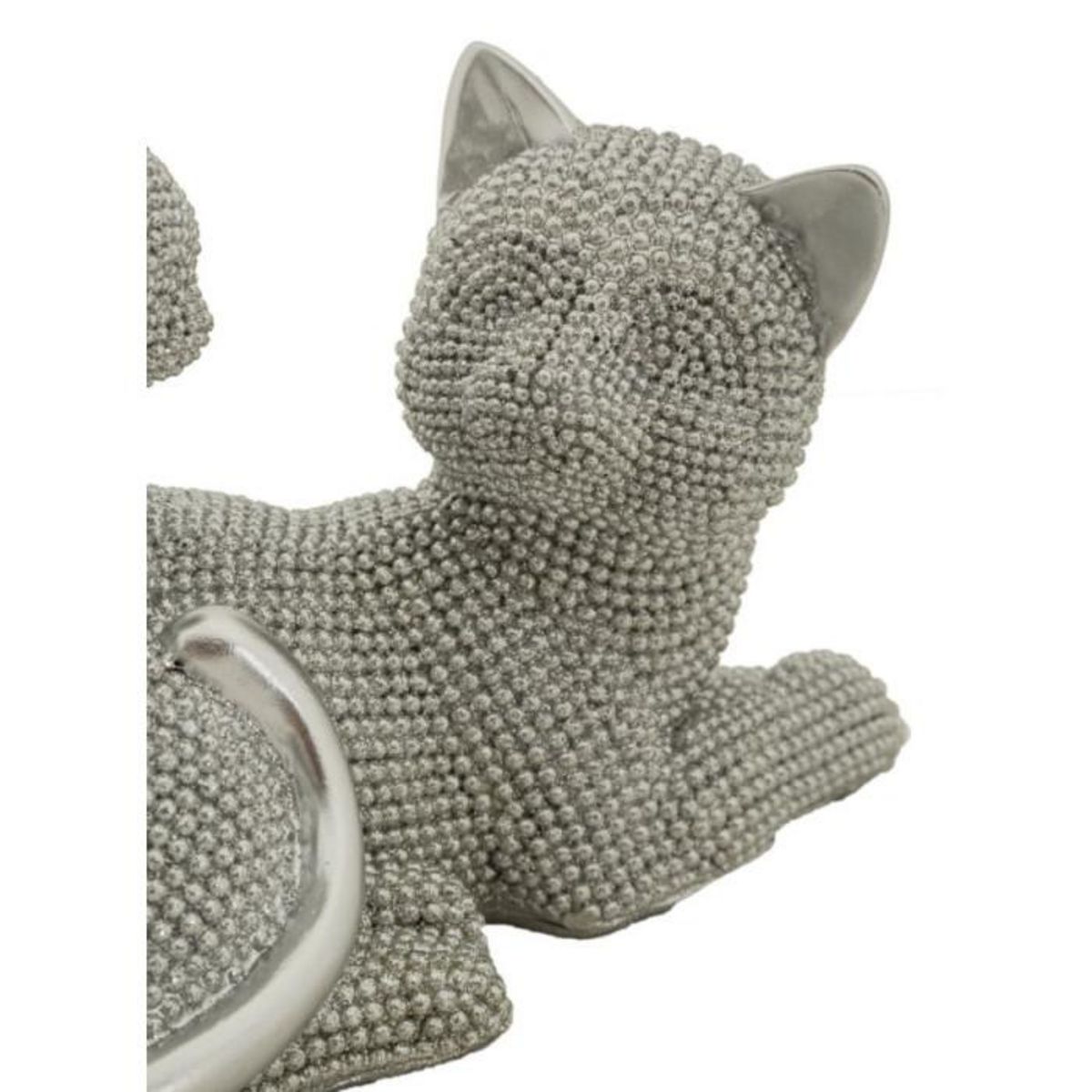 Paris Prix Statuette Déco Maman Chat & Chaton  Sparky  19cm Argent