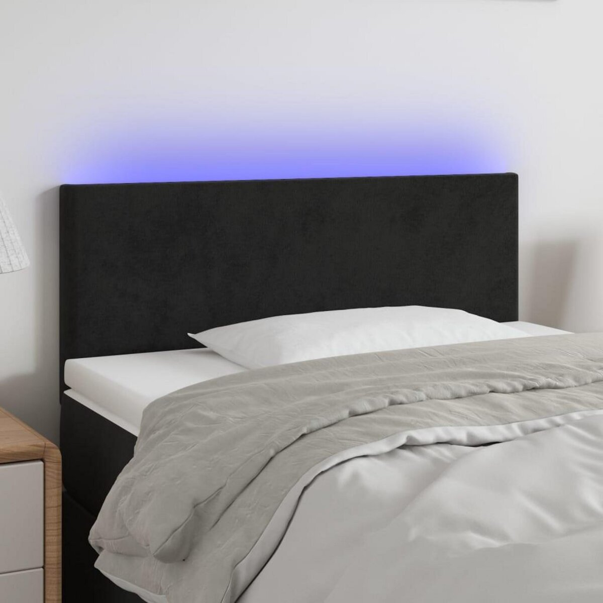VIDAXL Tete de lit a LED Noir 90x5x78/88 cm Velours