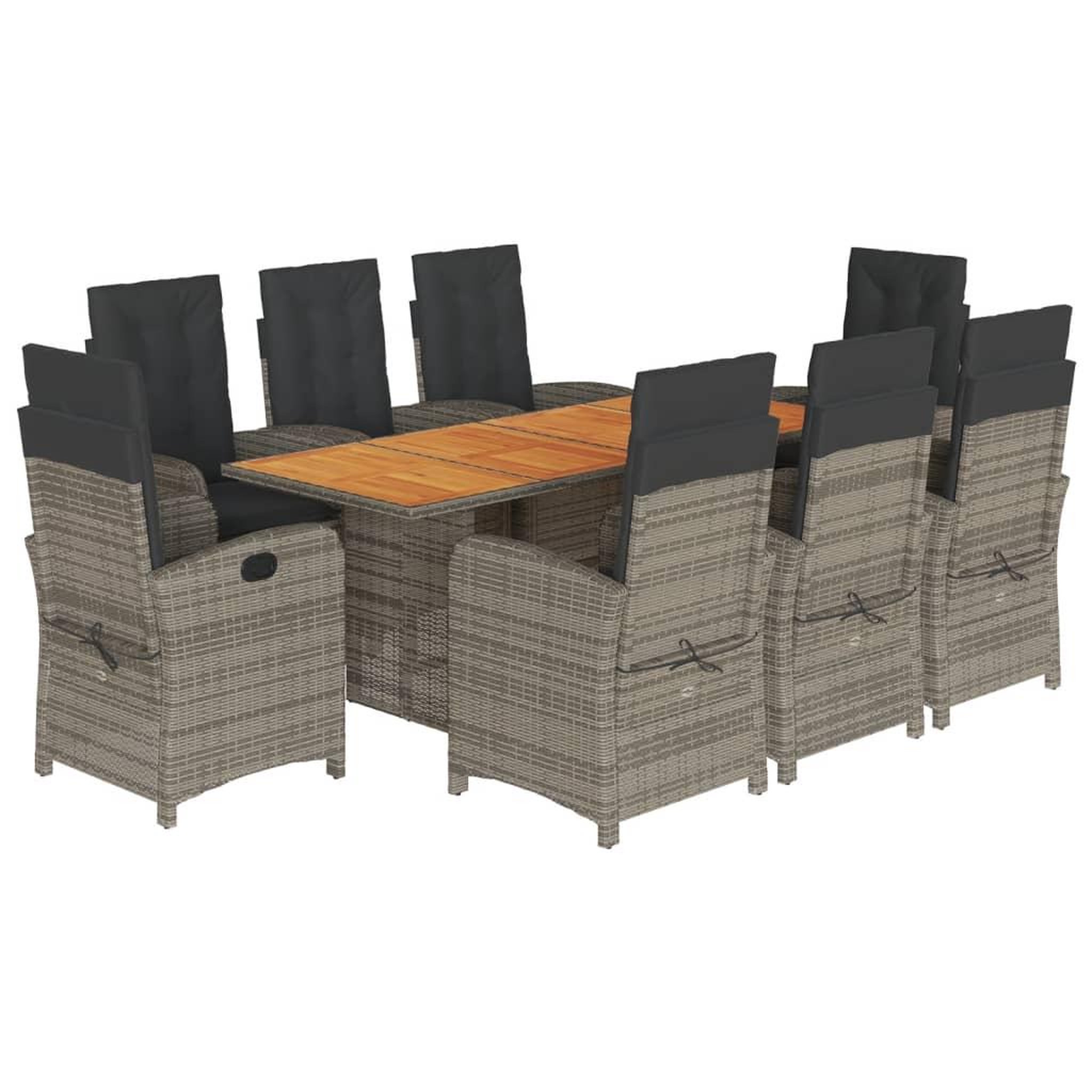Voir la diapositive 2 : VIDAXL Ensemble a manger de jardin 9 pcs coussins gris resine tressee