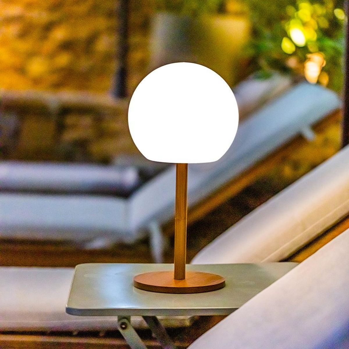 Lumisky Lampe de table LED LUNY Bois Bambou H28CM