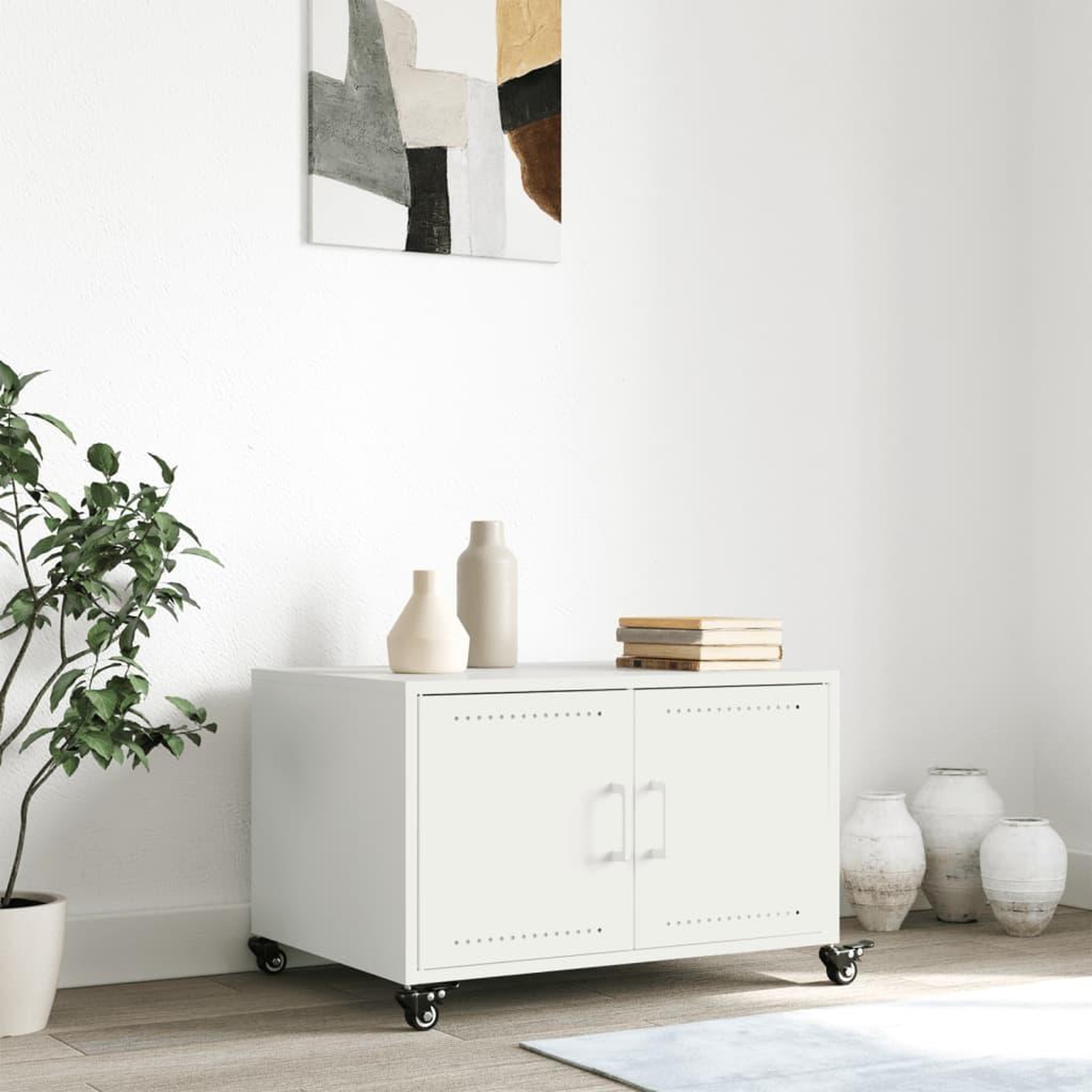 Voir la diapositive 3 : VIDAXL Table basse blanc 68x50x43,5 cm acier