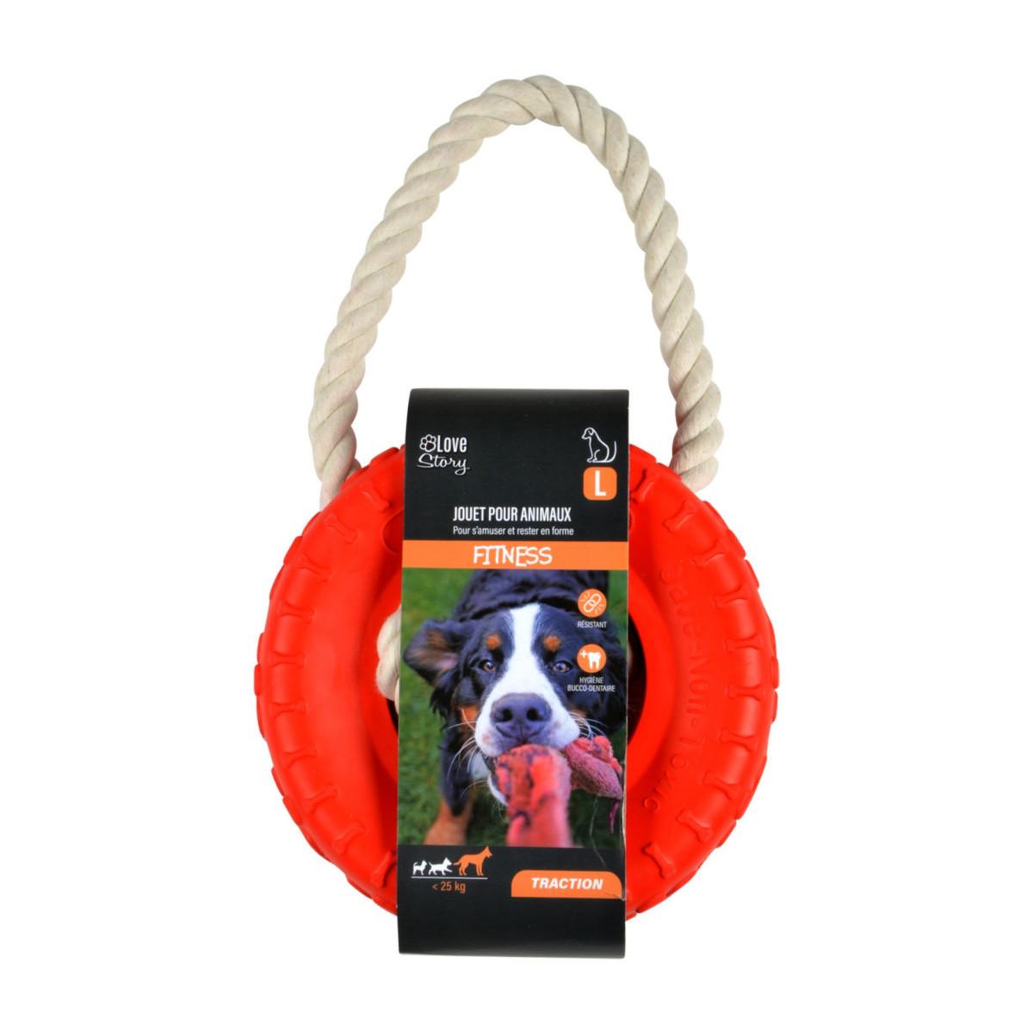 Voir la diapositive 2 : LOVE STORY Jouet pour chien  pneu & corde  30cm rouge
