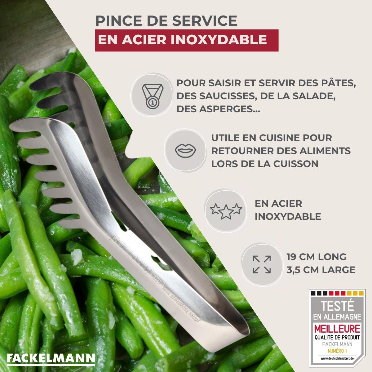 Fackelmann Ensemble de 2 Pinces à spaghettis, de cuisine en Acier inoxydable 19 cm Fackelmann
