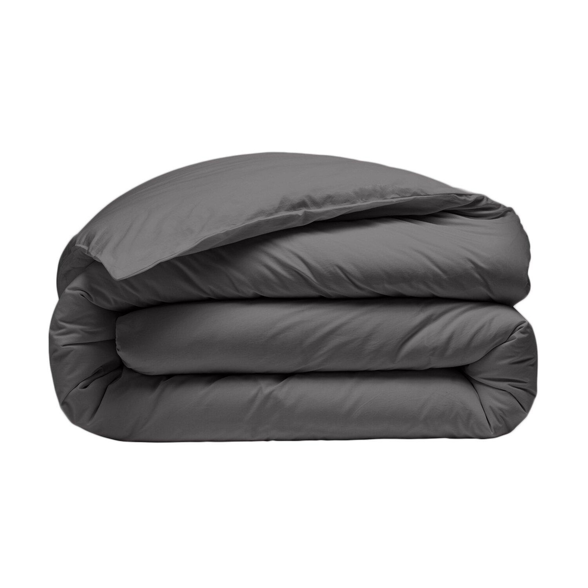Voir la diapositive 3 : BATON ROUGE Housse de couette 100% percale de coton lavé 80fils/cm² - finition bouteille 40cm - gris magnet