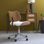 Voir la diapositive 5 : SWEEEK Chaise de bureau à roulettes décor bois courbé et simili cuir