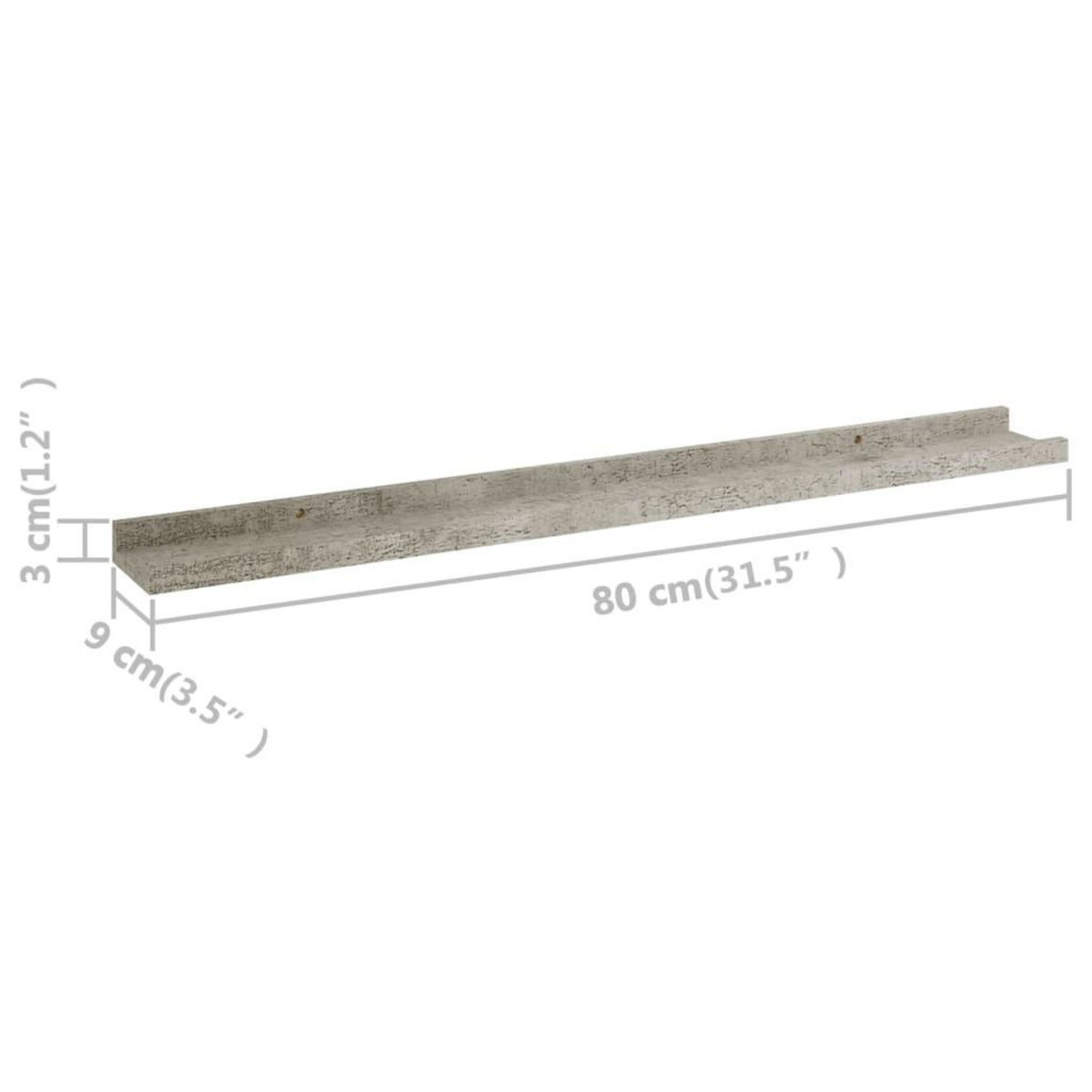 VIDAXL Etageres murales 4 pcs Gris beton 80x9x3 cm
