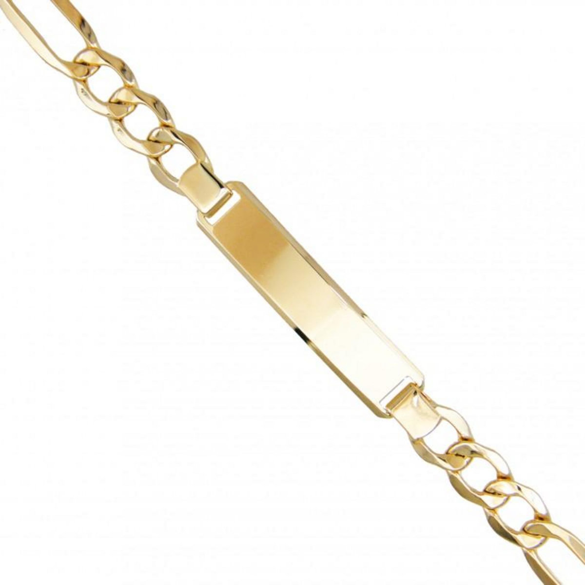 L'ATELIER D'AZUR Gourmette Or 18 Carats Maille Figaro Alternée 1+3 - Jaune - Gravure Offerte - Homme