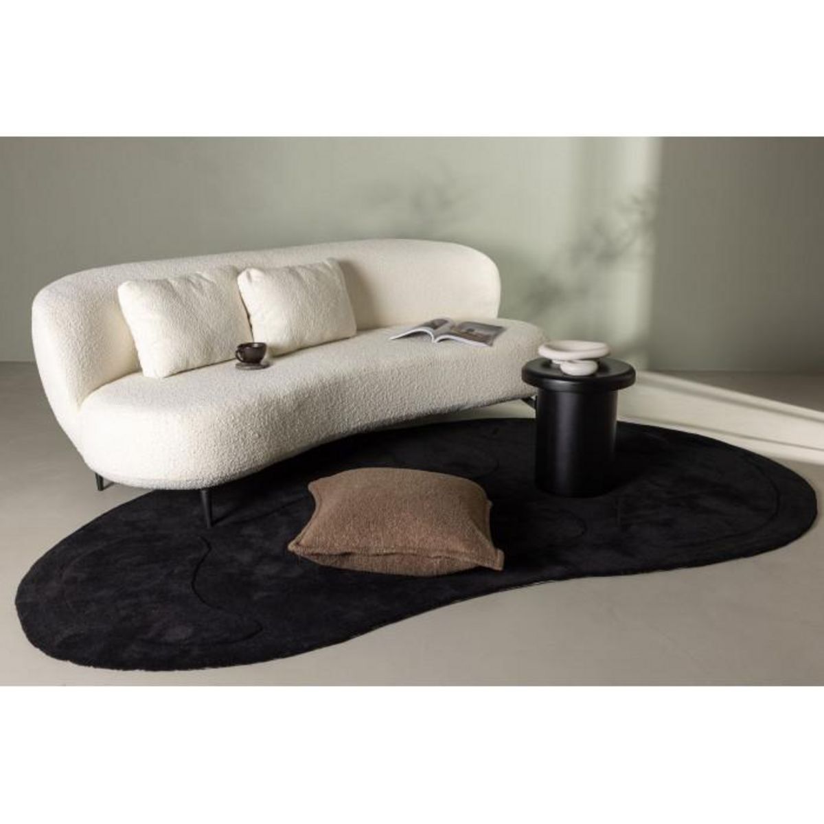 Paris Prix Canapé 3 Places Bouclette  Luna  224cm Blanc