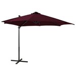 VIDAXL Parasol de jardin en porte-a-faux avec mat et lumieres LED