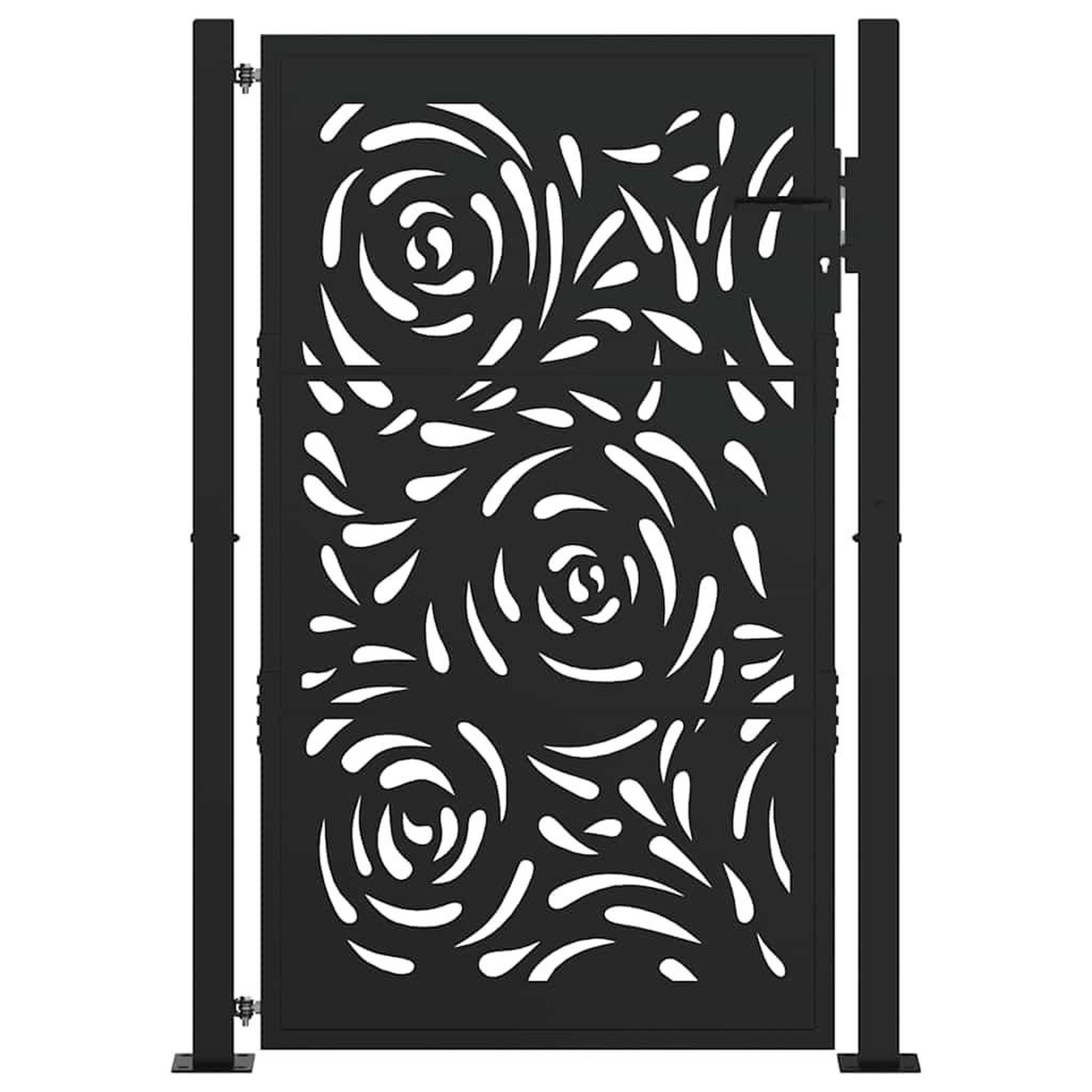 Voir la diapositive 3 : VIDAXL Portail de jardin noir 105x155 cm acier conception de flamme