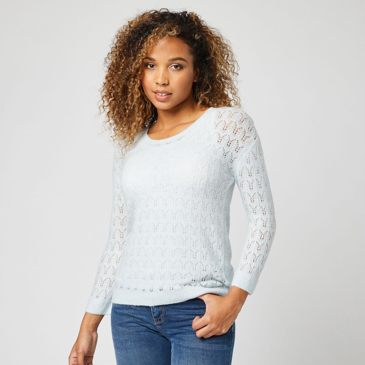 IN EXTENSO Pull manches longues col rond blanc femme