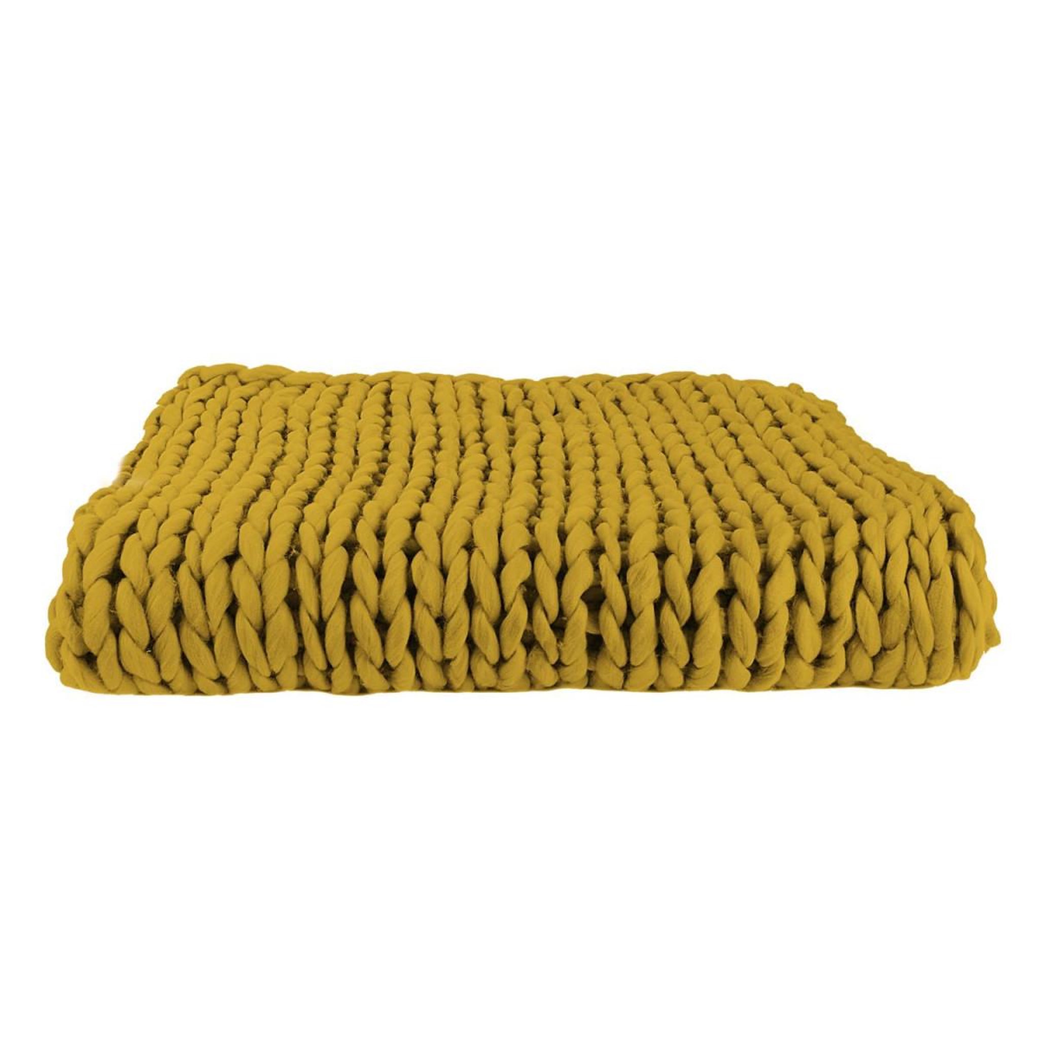 The Home Deco Factory Plaid déco maille  chunky  120x150cm jaune