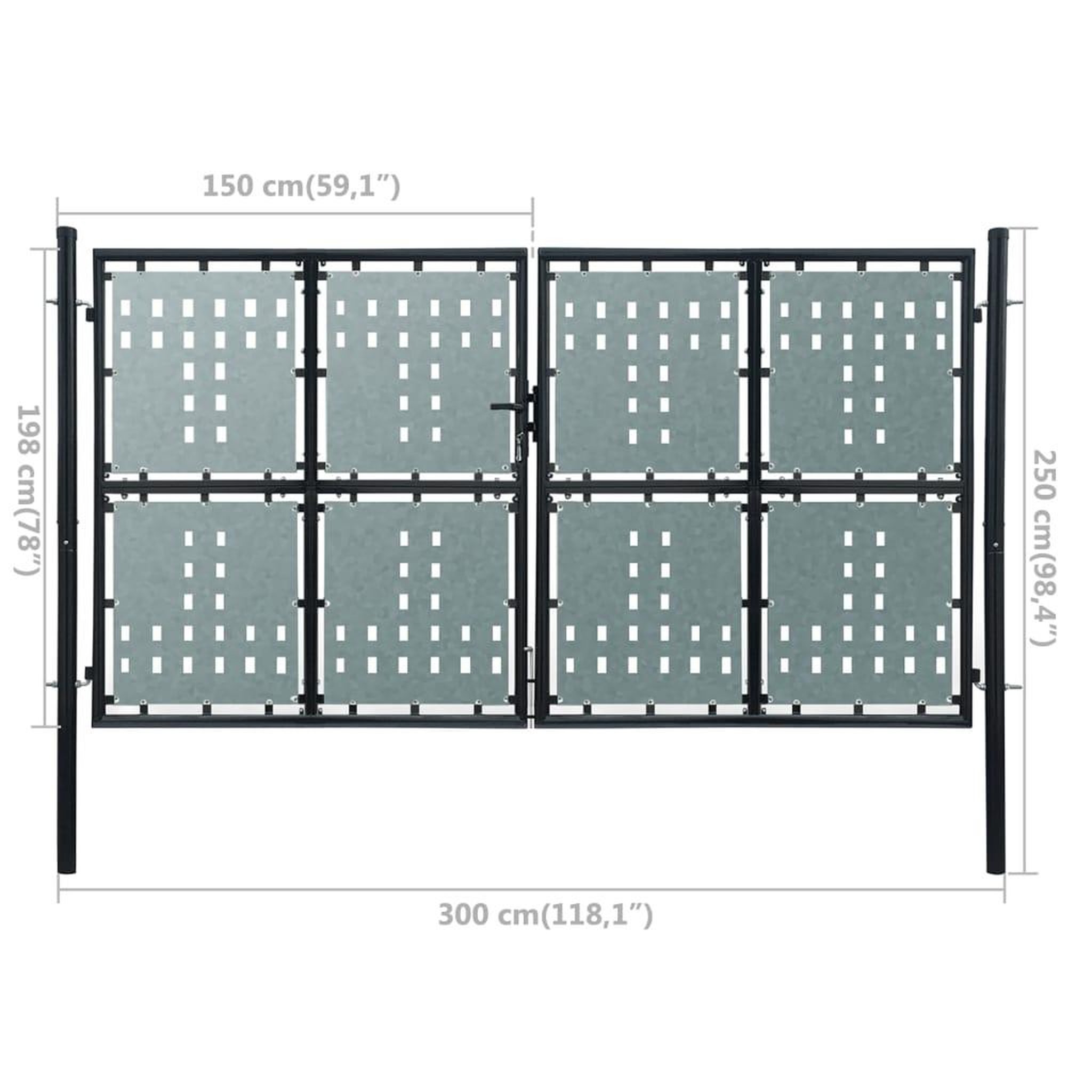 Voir la diapositive 6 : VIDAXL Portail simple de cloture Noir 300x250 cm
