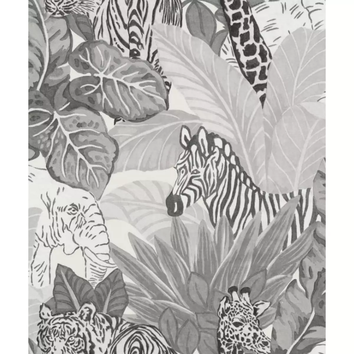 Noordwand Noordwand Papier peint Good Vibes Jungle Animals Gris et noir