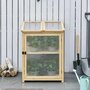 Voir la diapositive 2 : OUTSUNNY Mini serre de jardin 2 niveaux dim. 62L x 63l x 82H cm porte et panneau toit ouvrant bois sapin traité polycarbonate