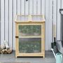 Voir la diapositive 2 : OUTSUNNY Mini serre de jardin 2 niveaux dim. 62L x 63l x 82H cm porte et panneau toit ouvrant bois sapin traité polycarbonate
